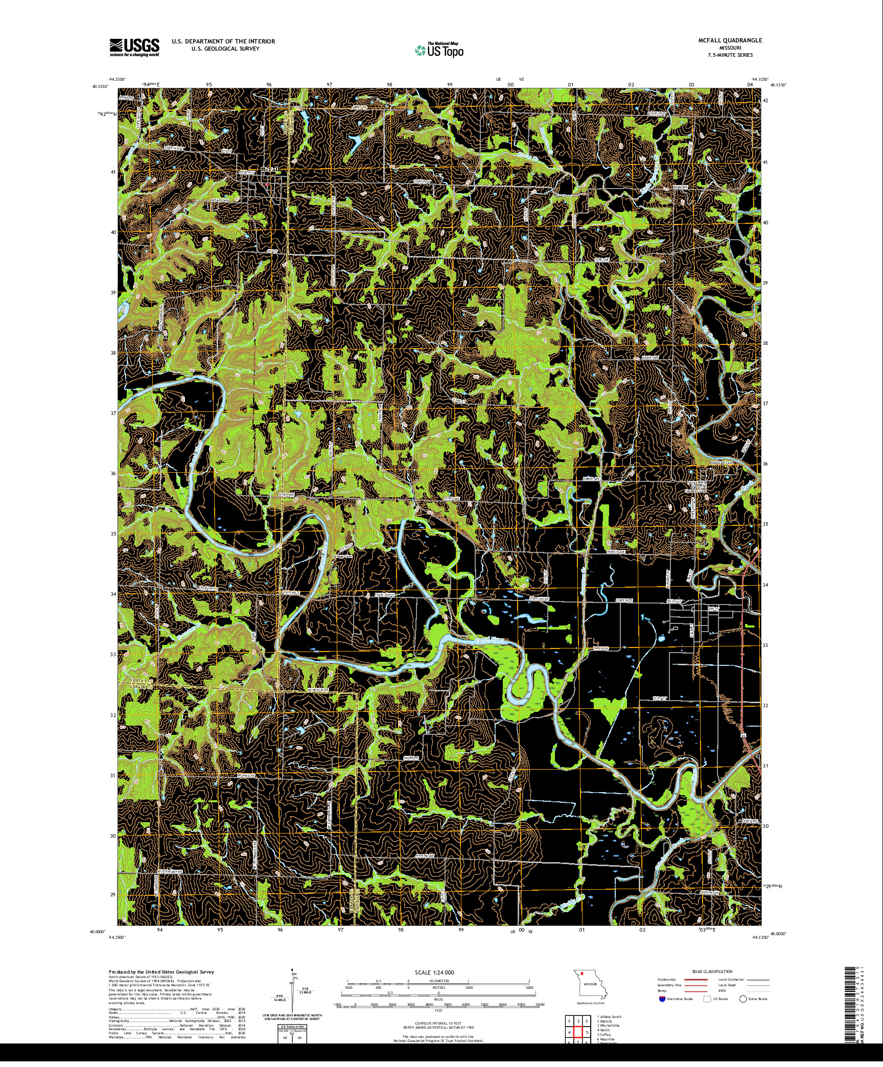 USGS US TOPO 7.5-MINUTE MAP FOR MCFALL, MO 2021