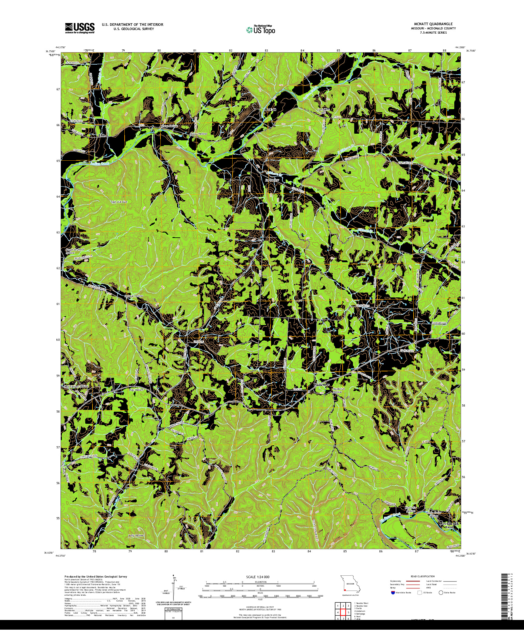 USGS US TOPO 7.5-MINUTE MAP FOR MCNATT, MO 2021