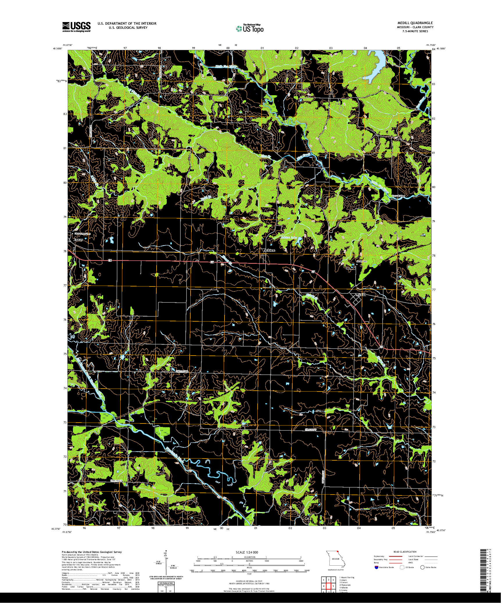 USGS US TOPO 7.5-MINUTE MAP FOR MEDILL, MO 2021