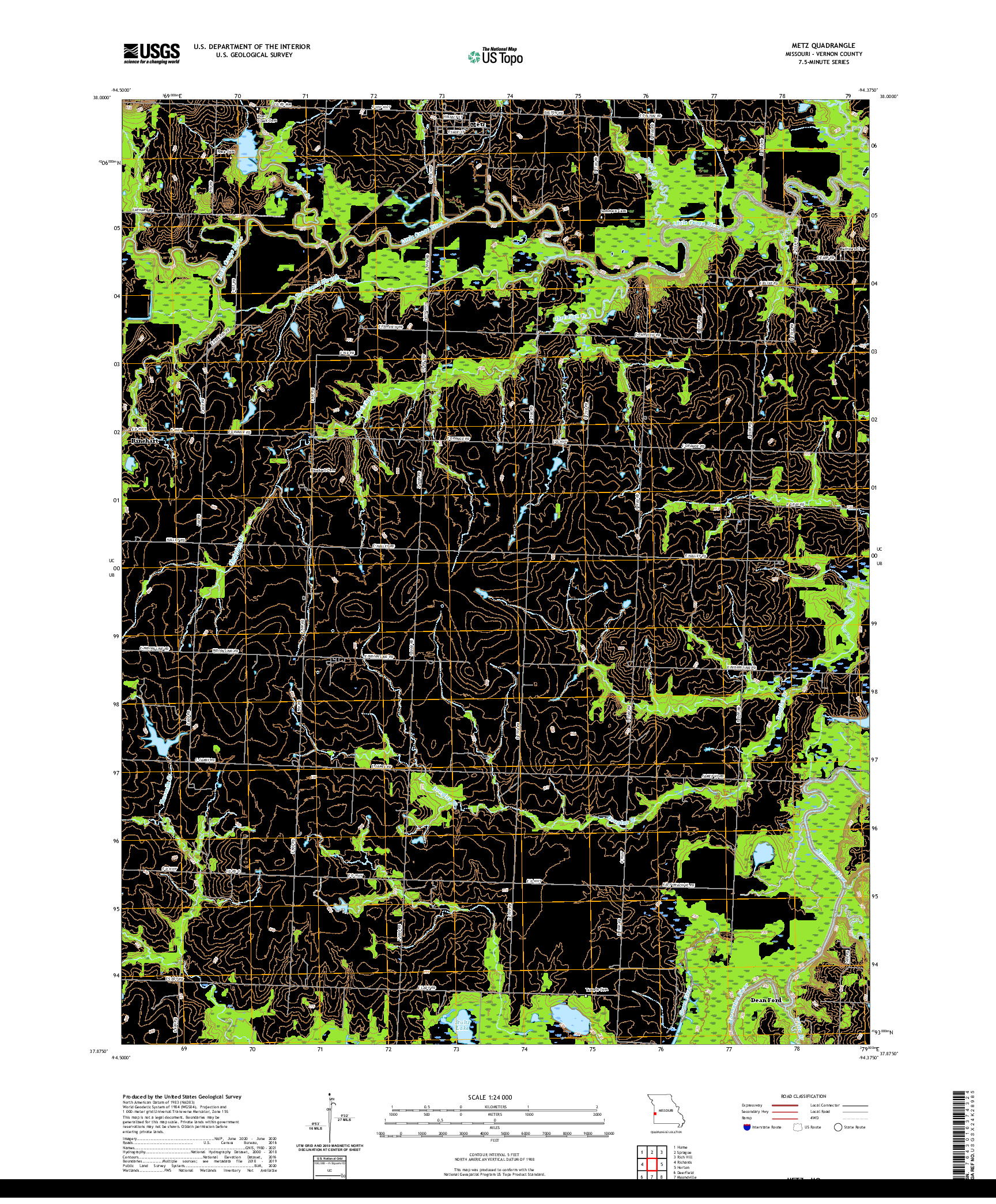 USGS US TOPO 7.5-MINUTE MAP FOR METZ, MO 2021