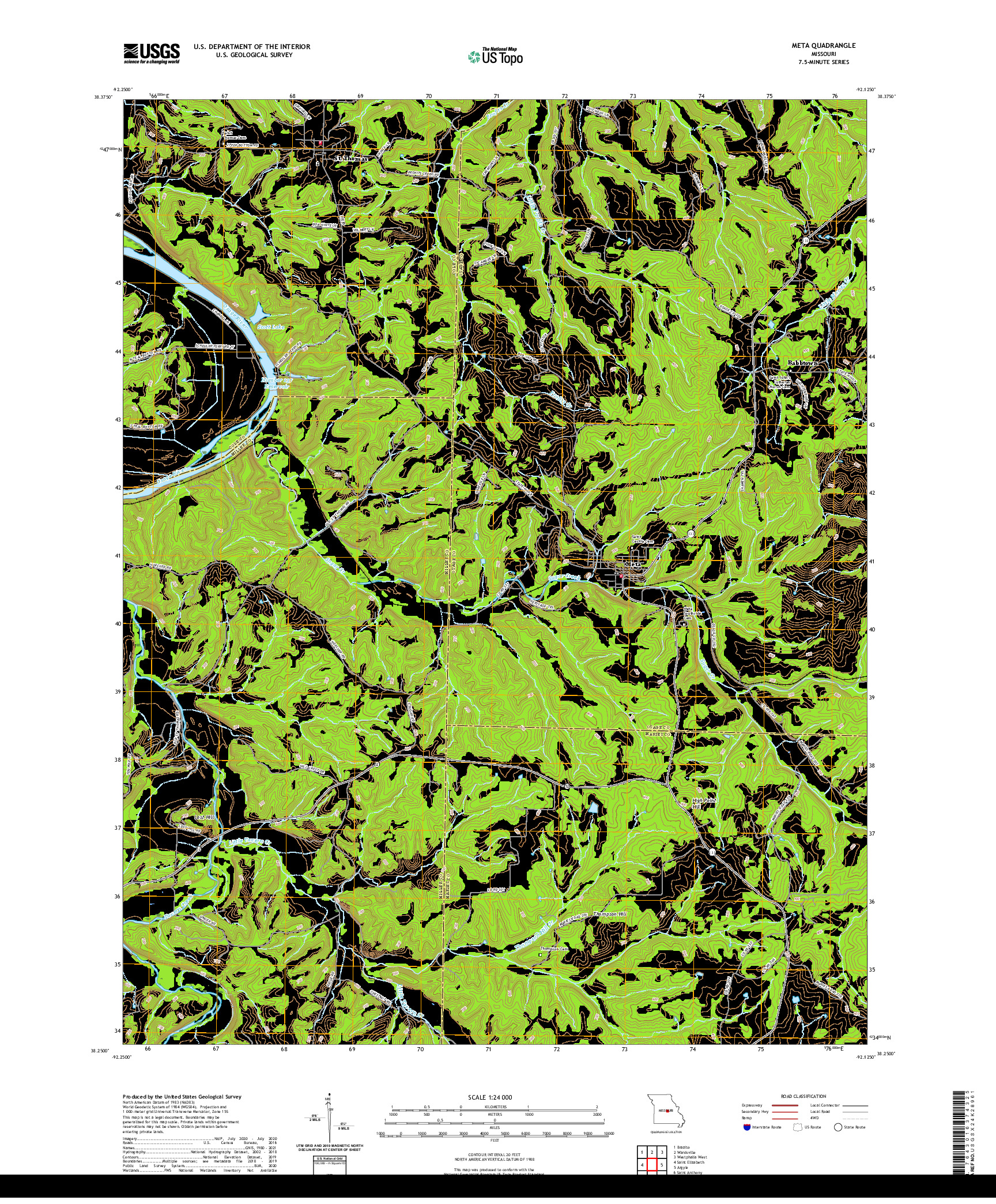 USGS US TOPO 7.5-MINUTE MAP FOR META, MO 2021