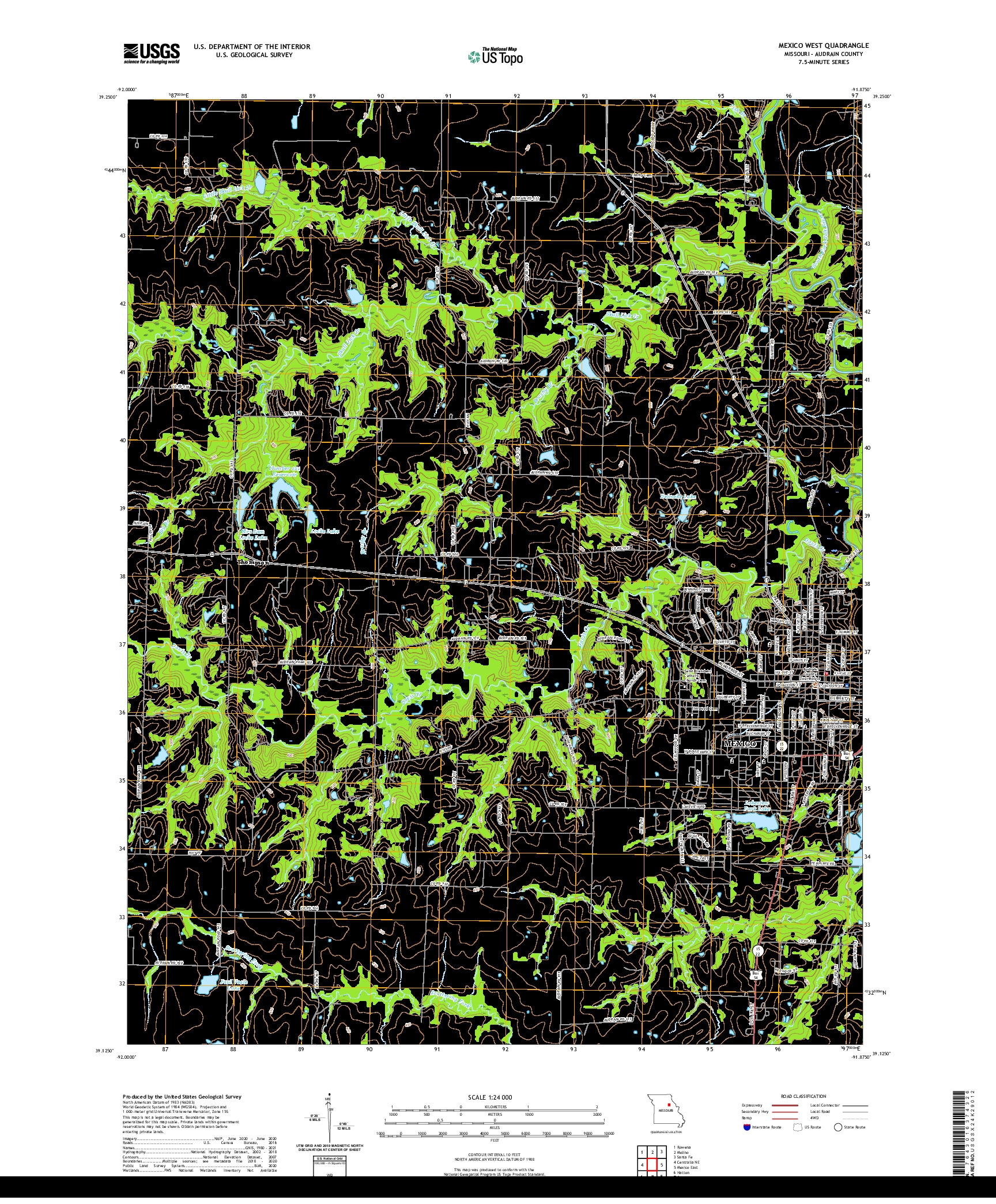 USGS US TOPO 7.5-MINUTE MAP FOR MEXICO WEST, MO 2021