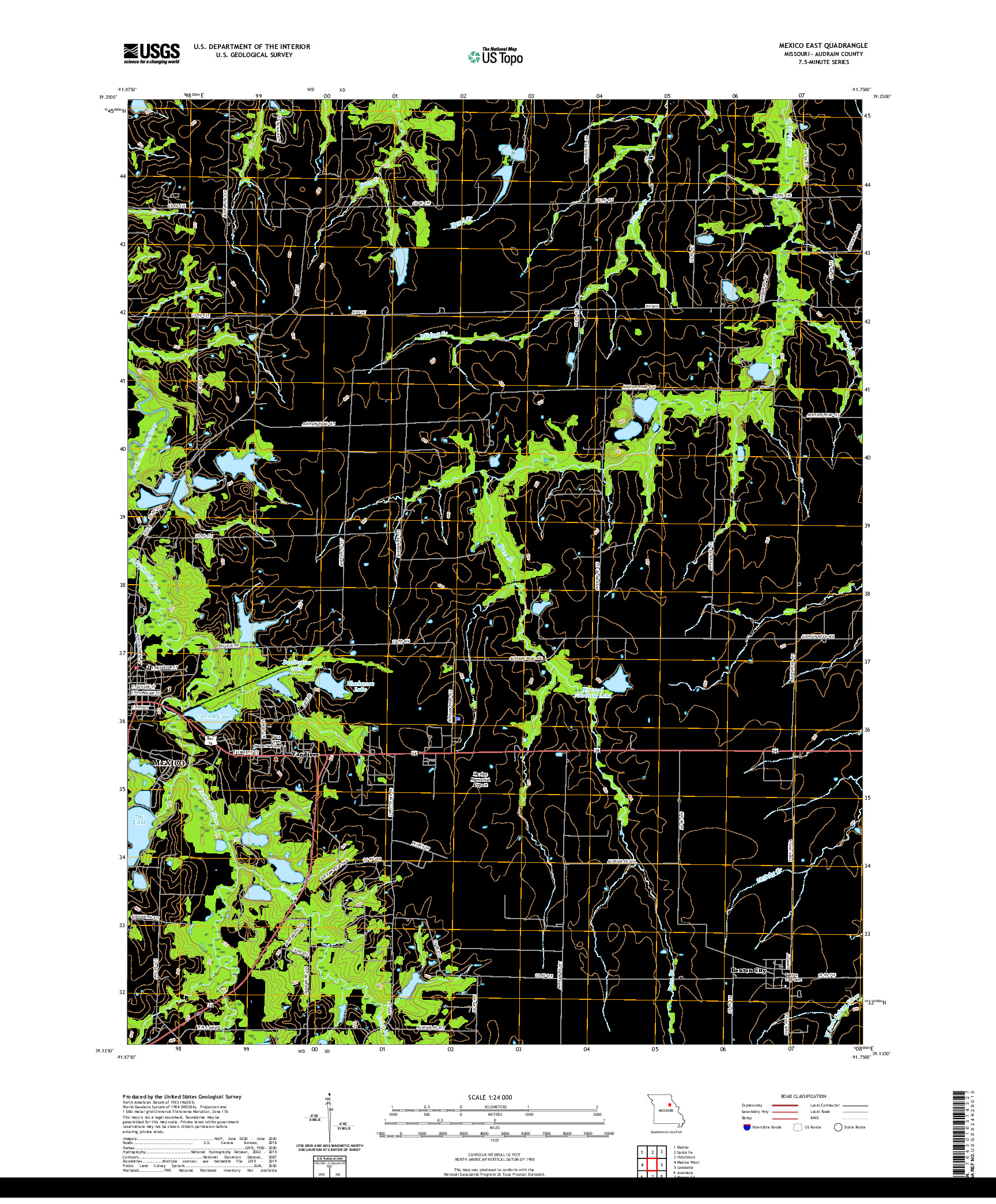 USGS US TOPO 7.5-MINUTE MAP FOR MEXICO EAST, MO 2021