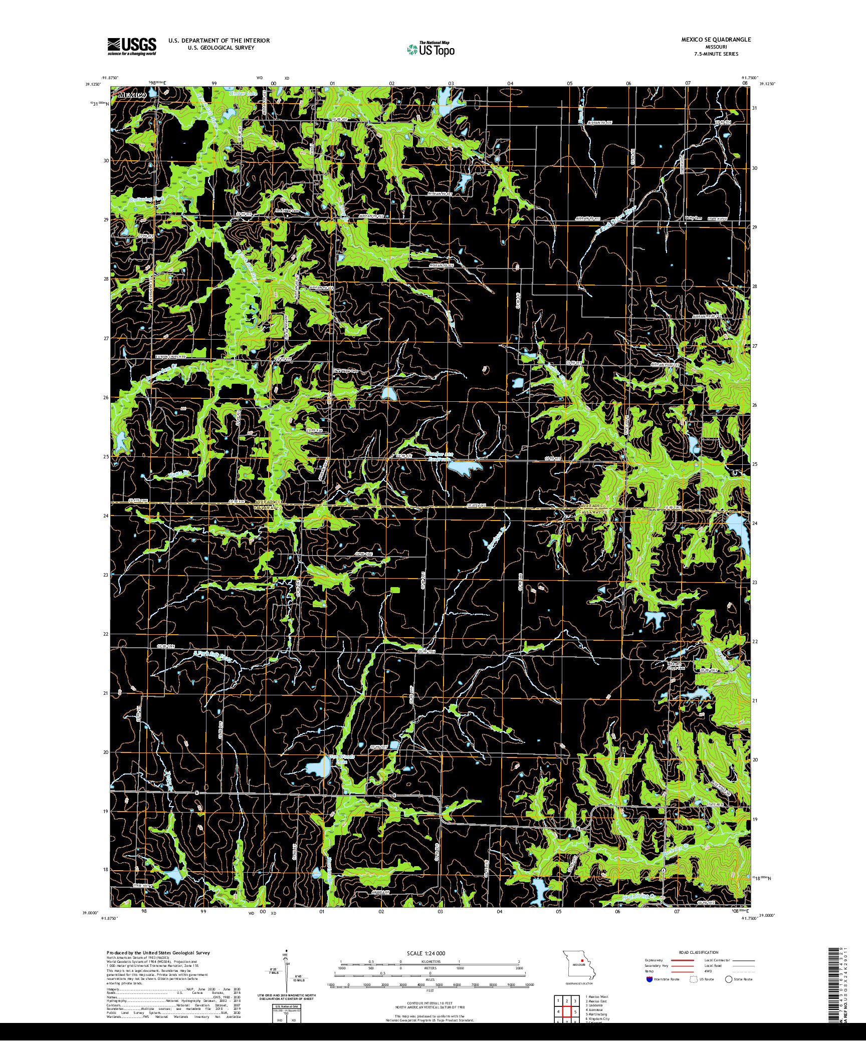 USGS US TOPO 7.5-MINUTE MAP FOR MEXICO SE, MO 2021