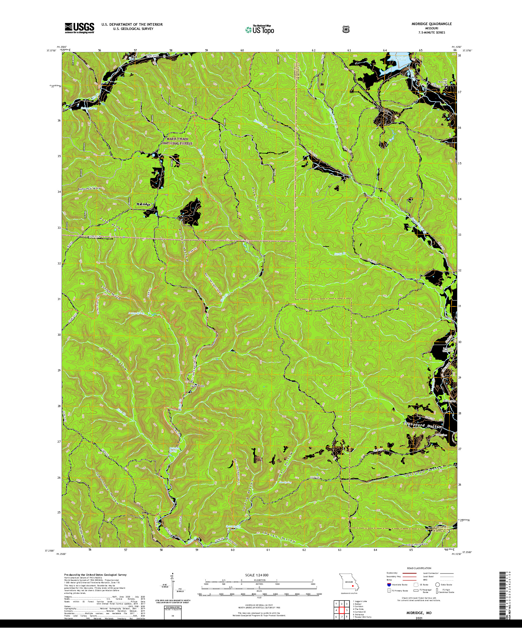 USGS US TOPO 7.5-MINUTE MAP FOR MIDRIDGE, MO 2021