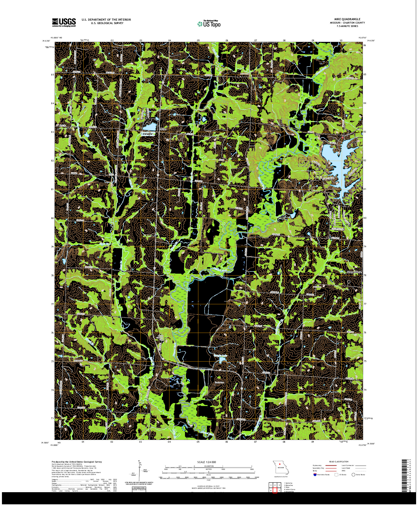 USGS US TOPO 7.5-MINUTE MAP FOR MIKE, MO 2021