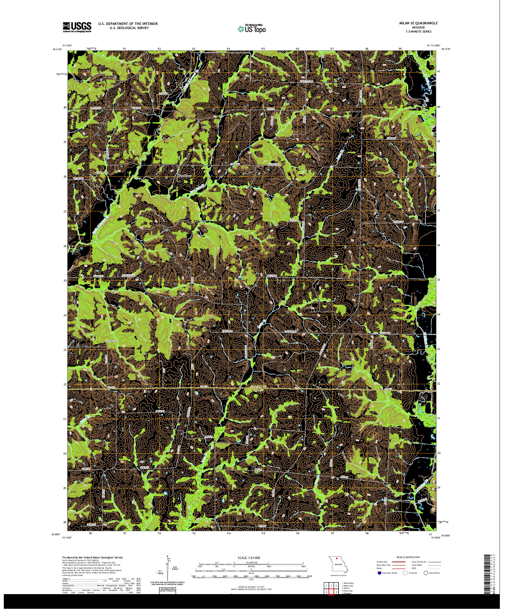 USGS US TOPO 7.5-MINUTE MAP FOR MILAN SE, MO 2021