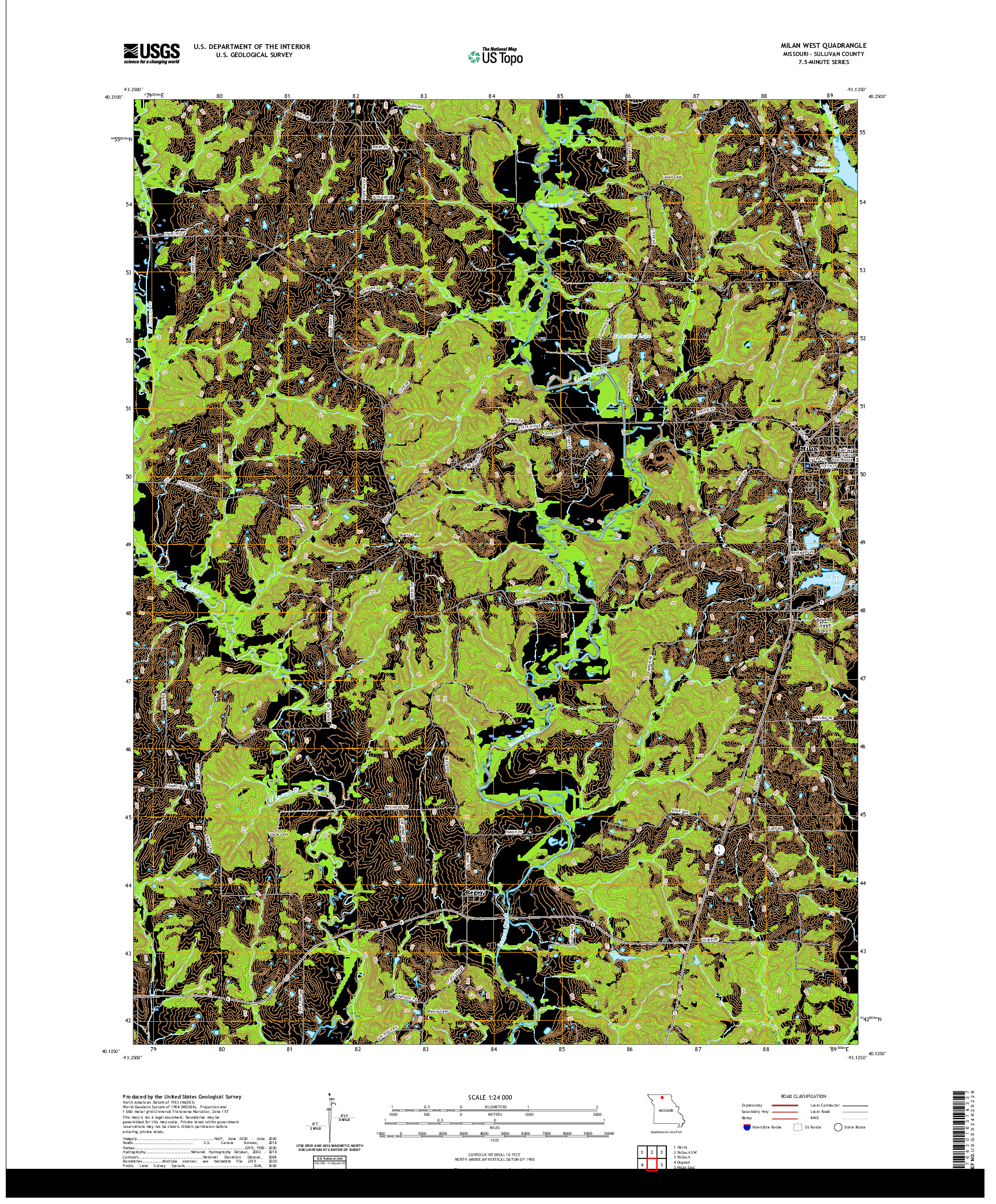 USGS US TOPO 7.5-MINUTE MAP FOR MILAN WEST, MO 2021