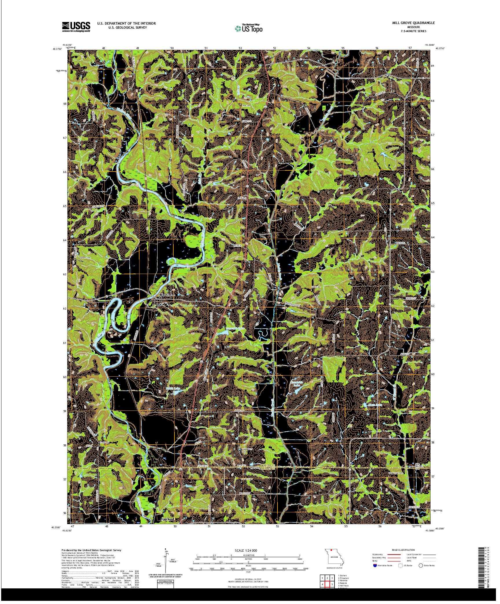 USGS US TOPO 7.5-MINUTE MAP FOR MILL GROVE, MO 2021