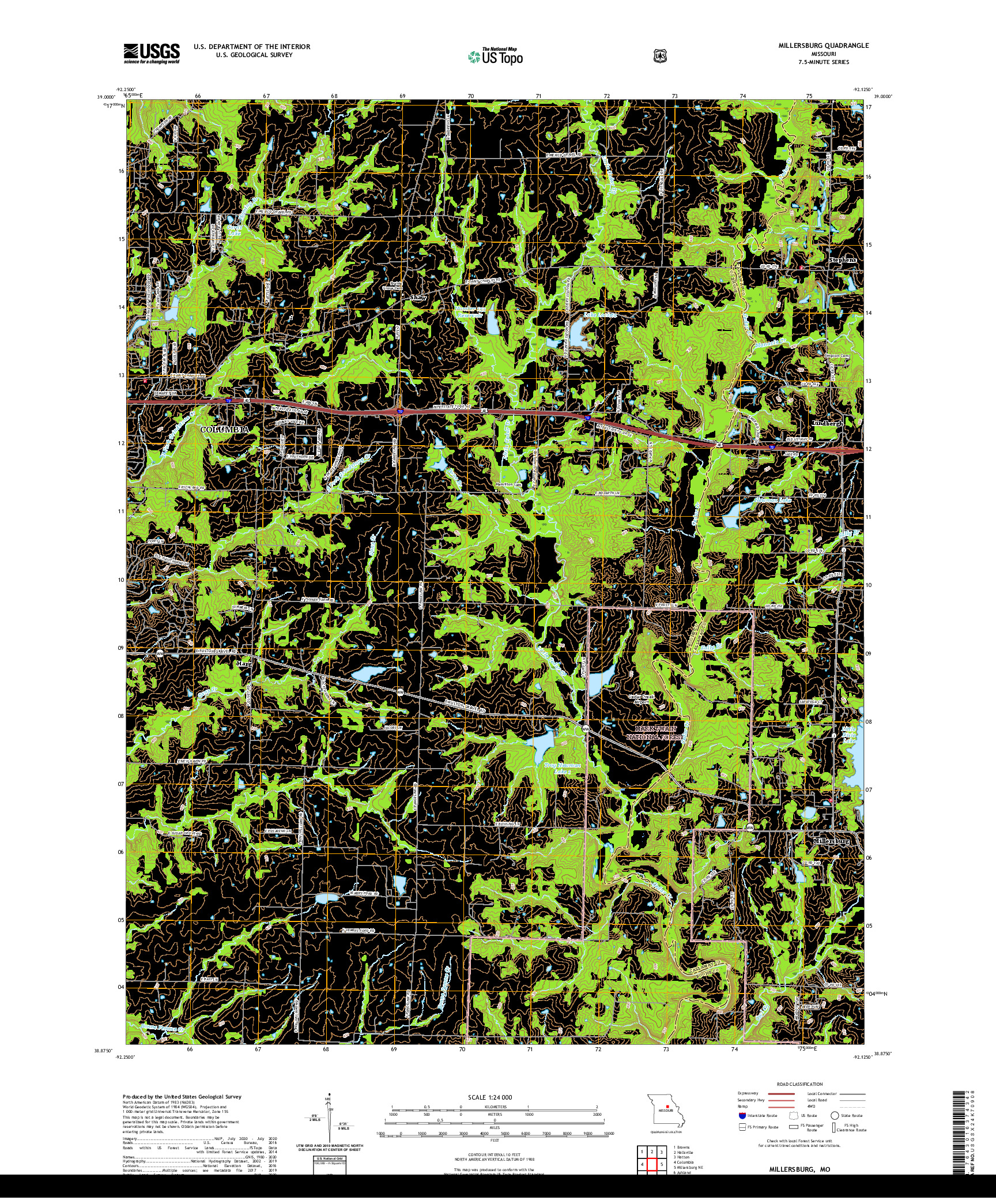 USGS US TOPO 7.5-MINUTE MAP FOR MILLERSBURG, MO 2021