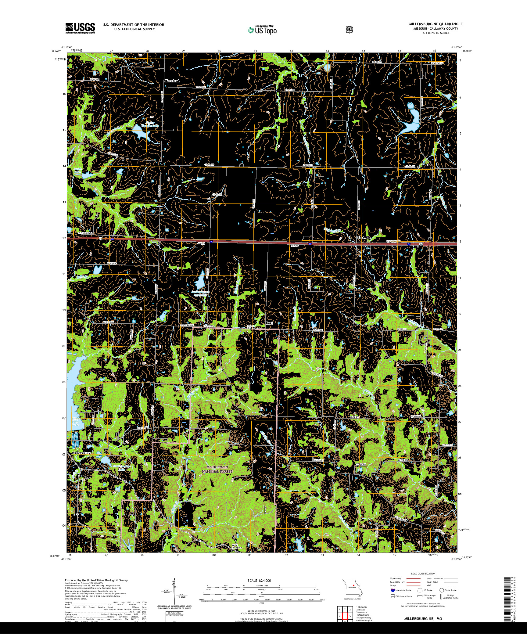 USGS US TOPO 7.5-MINUTE MAP FOR MILLERSBURG NE, MO 2021