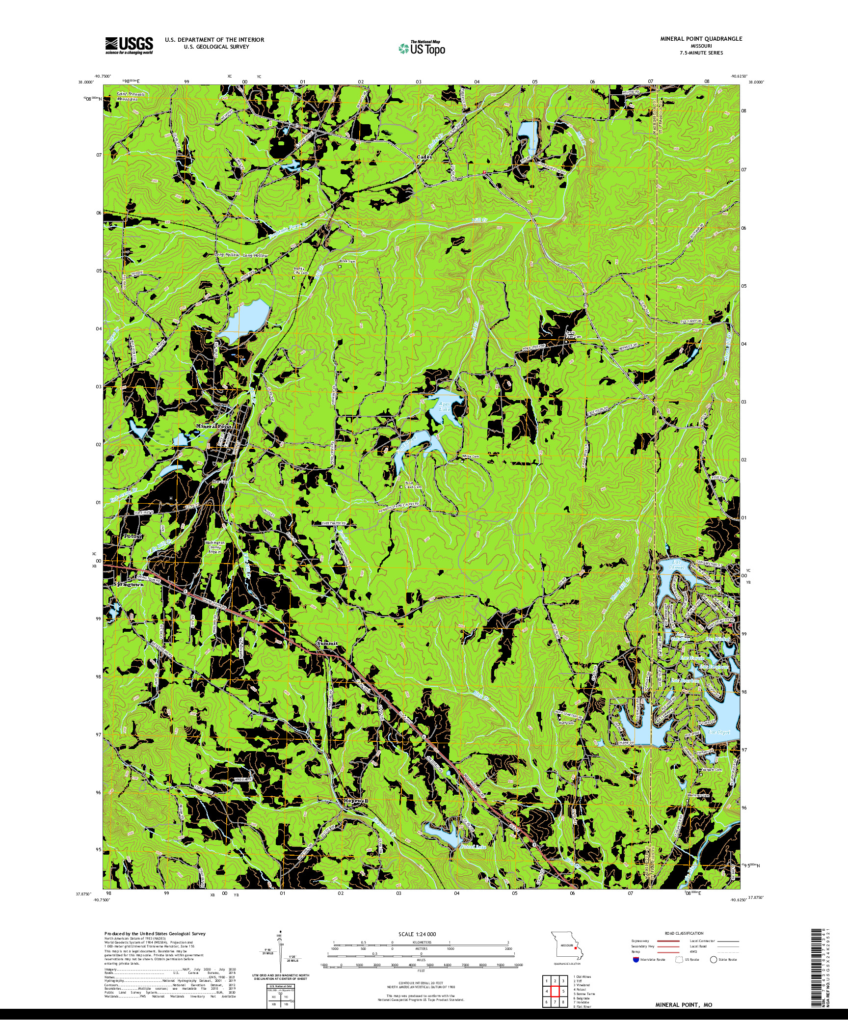 USGS US TOPO 7.5-MINUTE MAP FOR MINERAL POINT, MO 2021