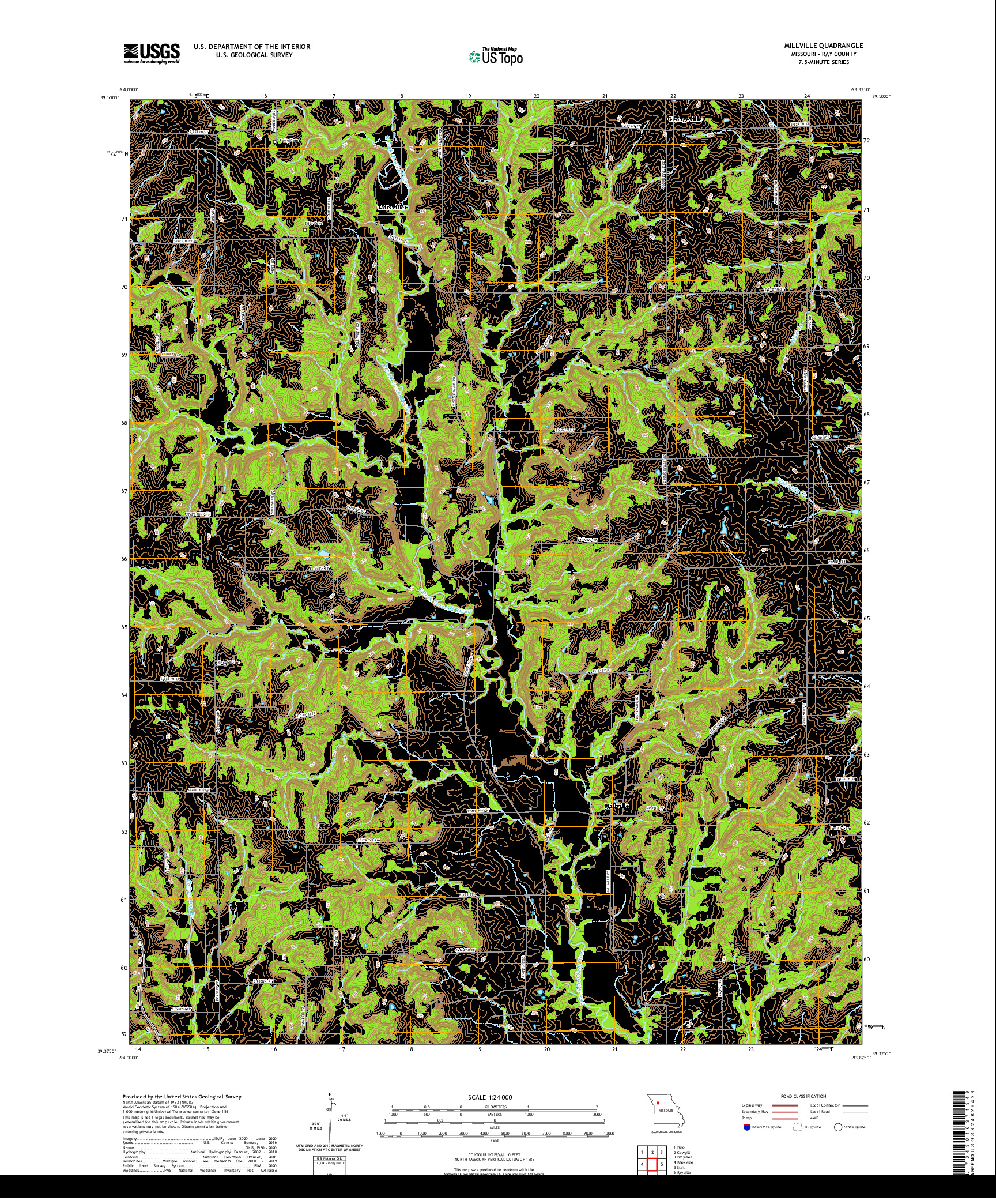 USGS US TOPO 7.5-MINUTE MAP FOR MILLVILLE, MO 2021