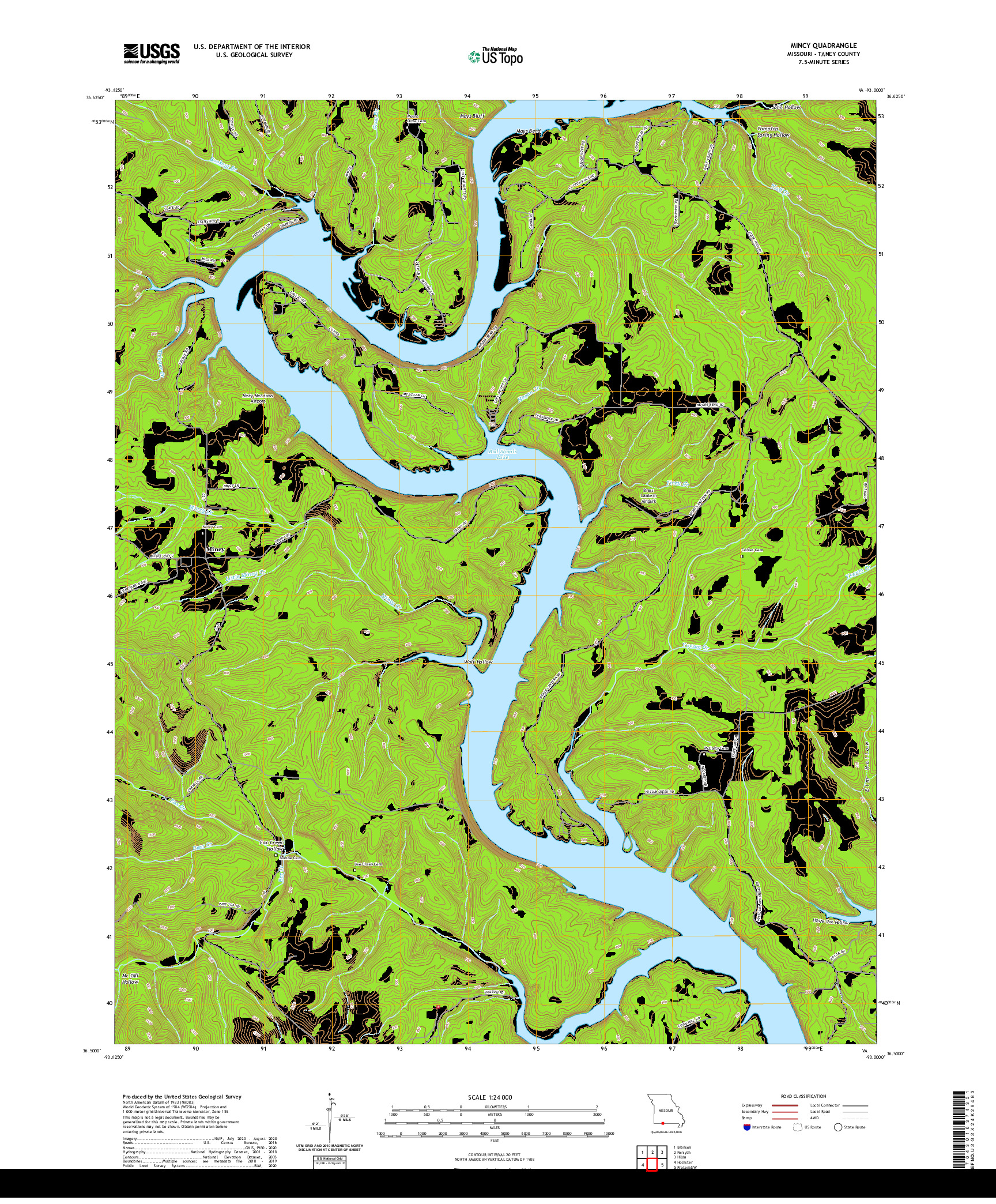 USGS US TOPO 7.5-MINUTE MAP FOR MINCY, MO 2021