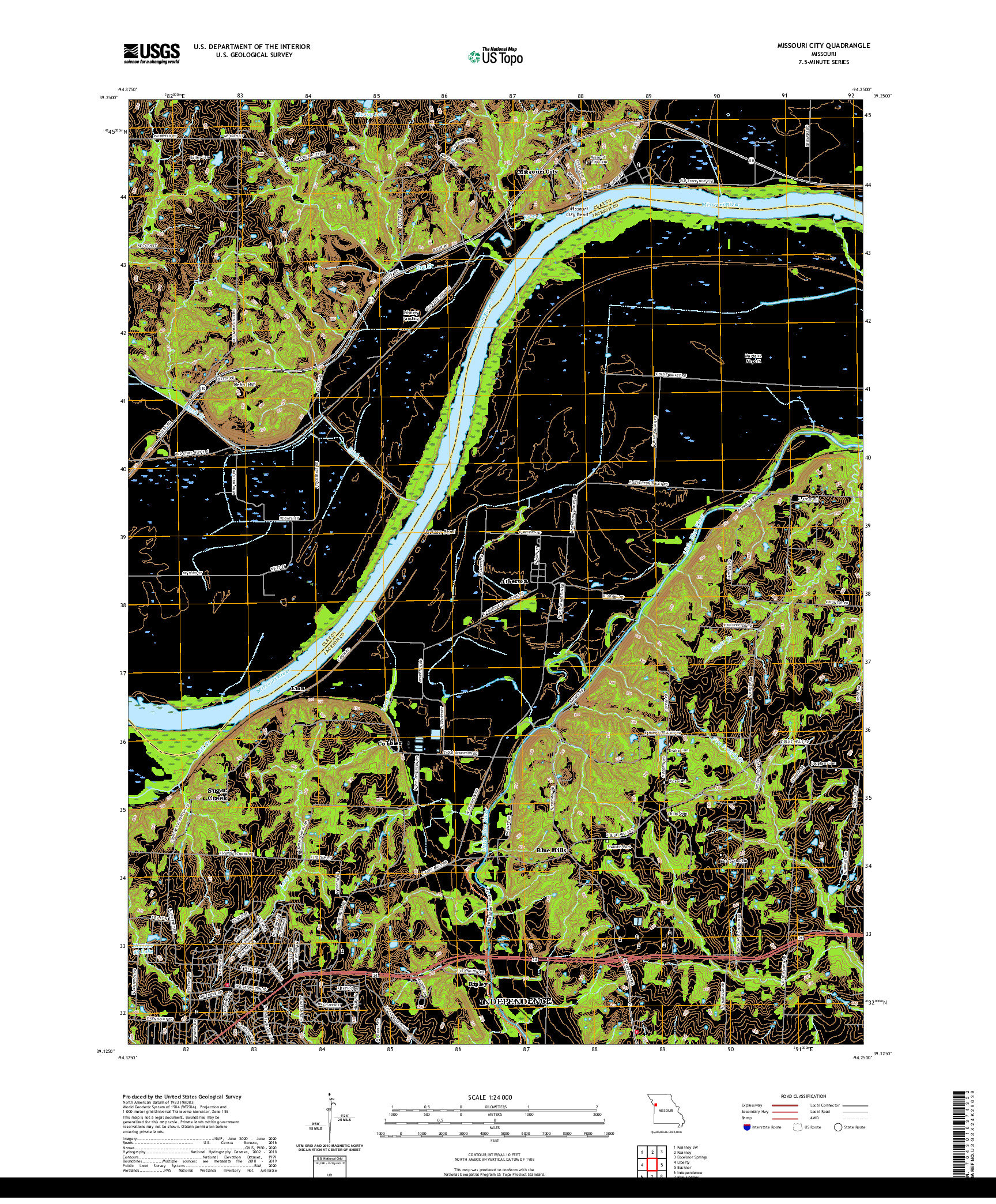 USGS US TOPO 7.5-MINUTE MAP FOR MISSOURI CITY, MO 2021