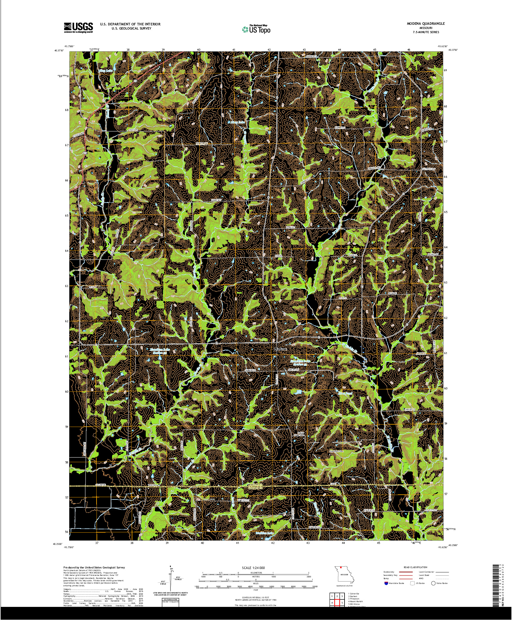 USGS US TOPO 7.5-MINUTE MAP FOR MODENA, MO 2021