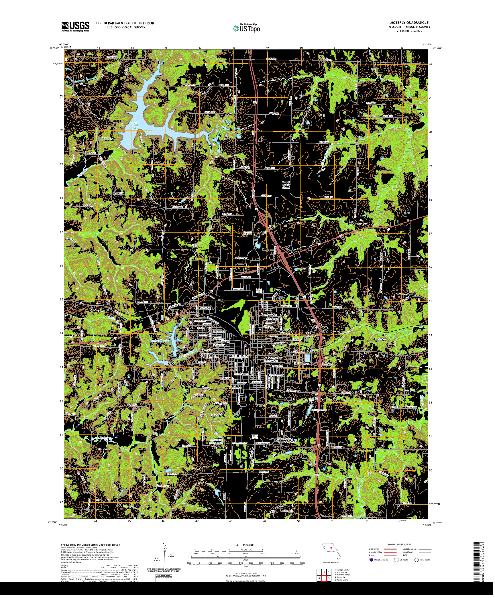 USGS US TOPO 7.5-MINUTE MAP FOR MOBERLY, MO 2021