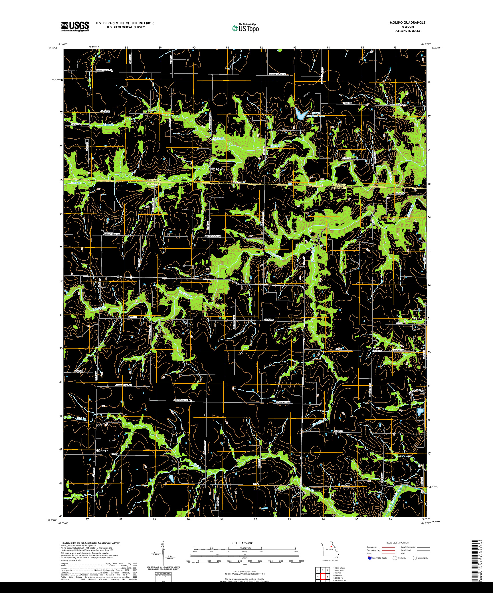 USGS US TOPO 7.5-MINUTE MAP FOR MOLINO, MO 2021