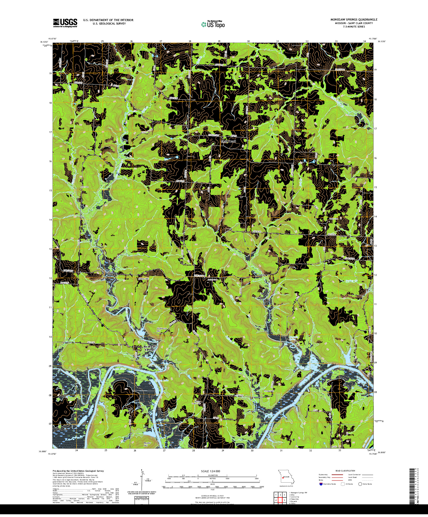 USGS US TOPO 7.5-MINUTE MAP FOR MONEGAW SPRINGS, MO 2021