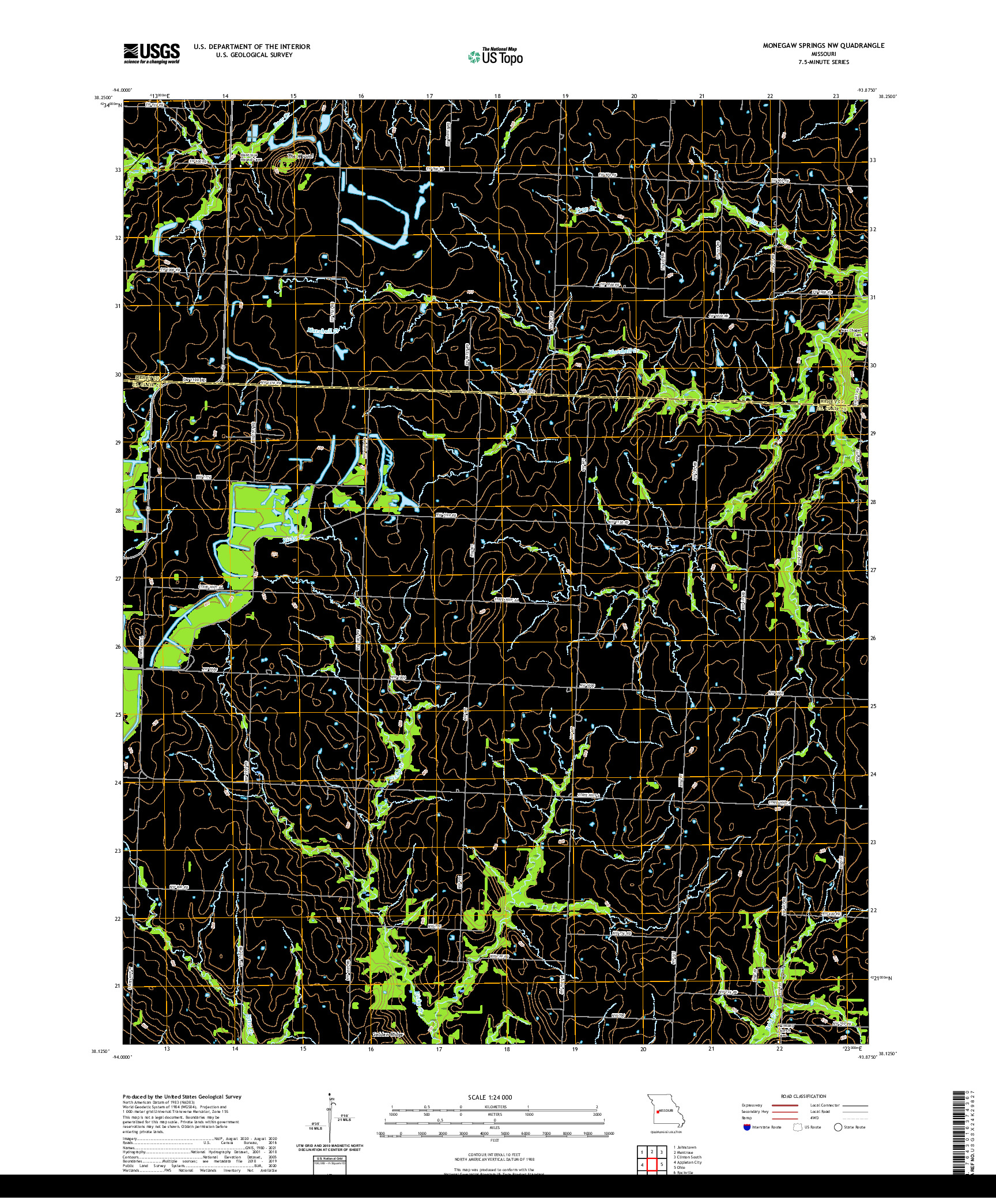 USGS US TOPO 7.5-MINUTE MAP FOR MONEGAW SPRINGS NW, MO 2021