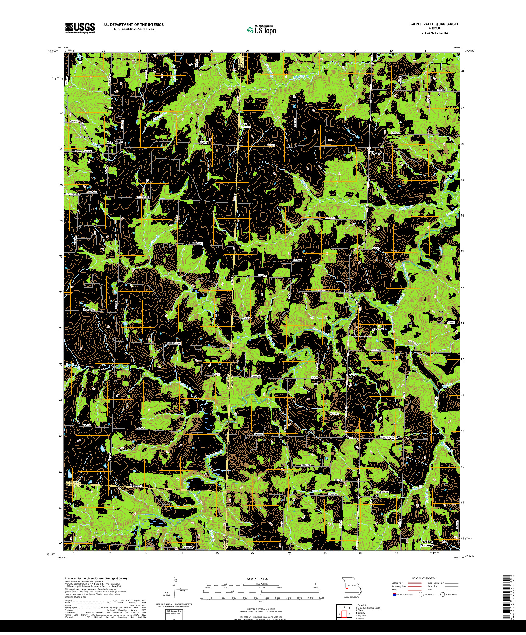 USGS US TOPO 7.5-MINUTE MAP FOR MONTEVALLO, MO 2021