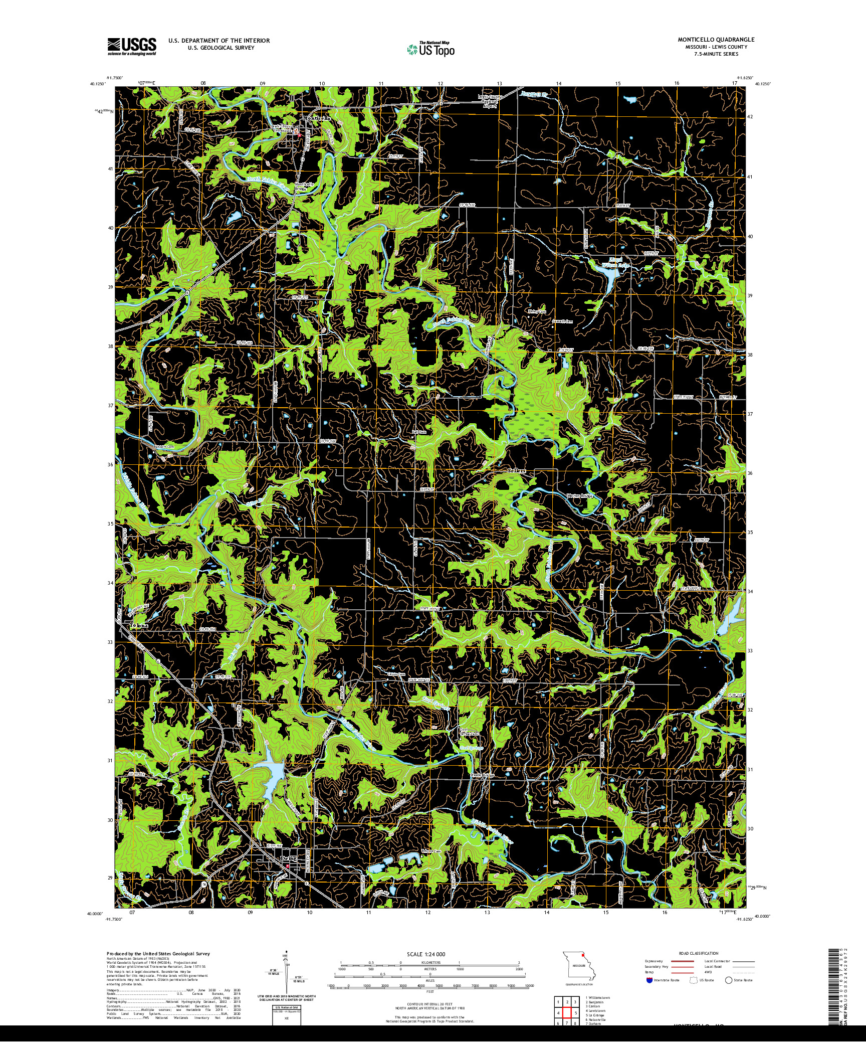 USGS US TOPO 7.5-MINUTE MAP FOR MONTICELLO, MO 2021