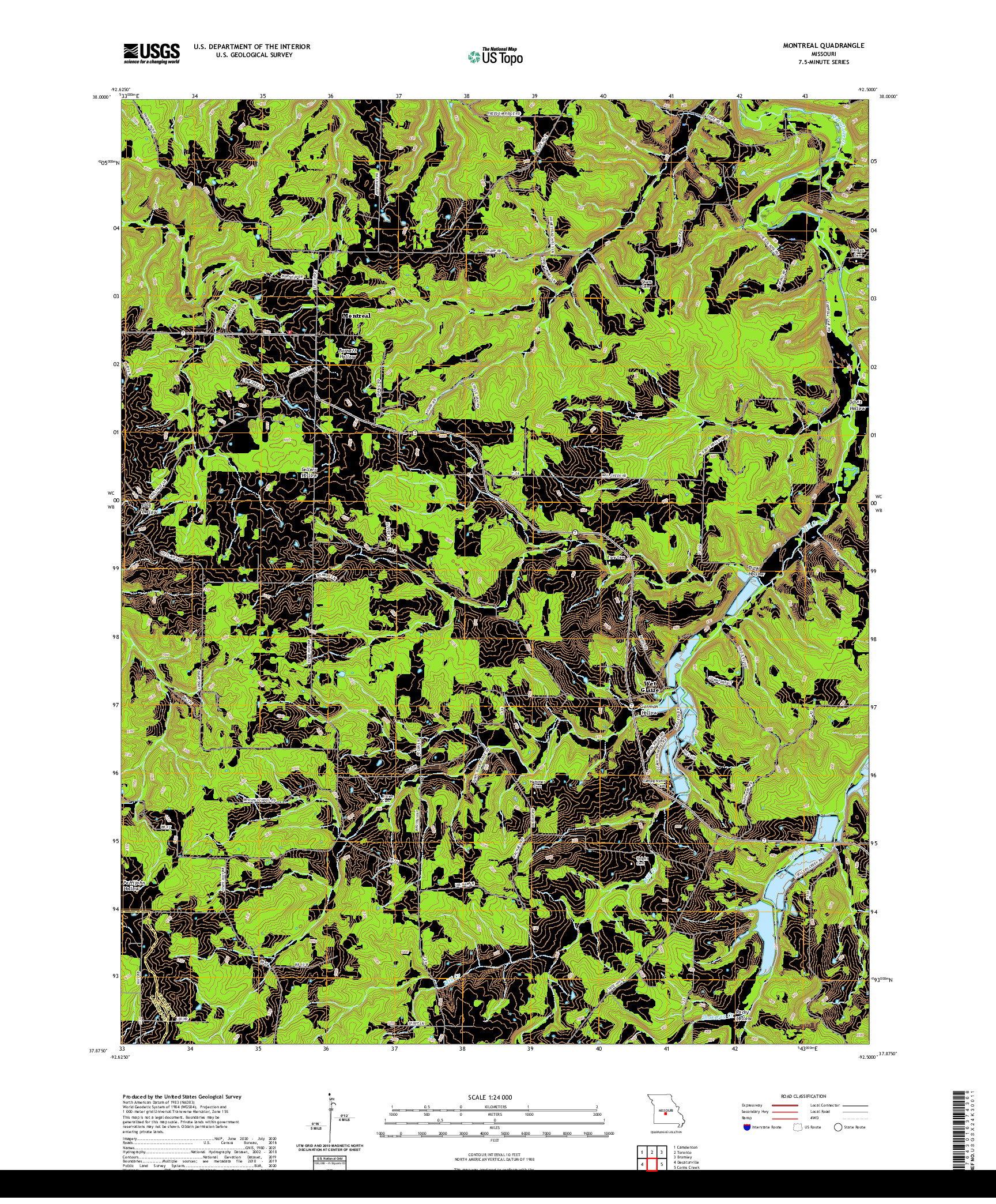 USGS US TOPO 7.5-MINUTE MAP FOR MONTREAL, MO 2021