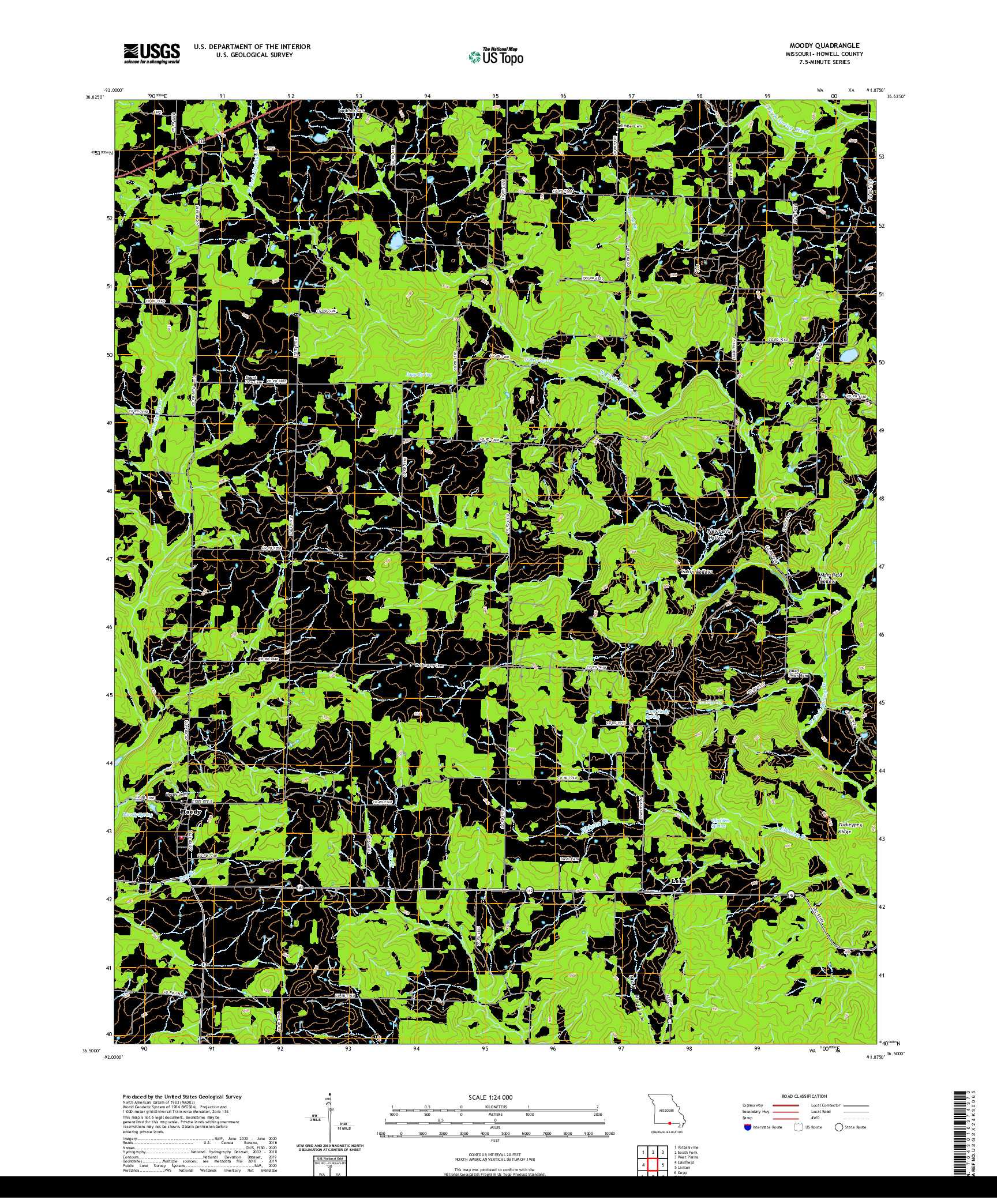 USGS US TOPO 7.5-MINUTE MAP FOR MOODY, MO 2021