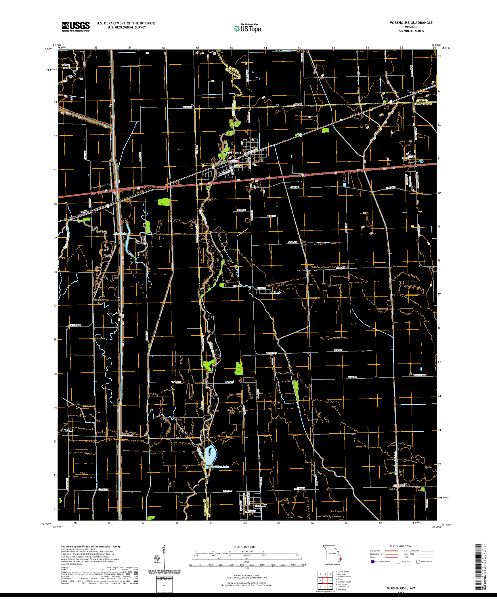 USGS US TOPO 7.5-MINUTE MAP FOR MOREHOUSE, MO 2021