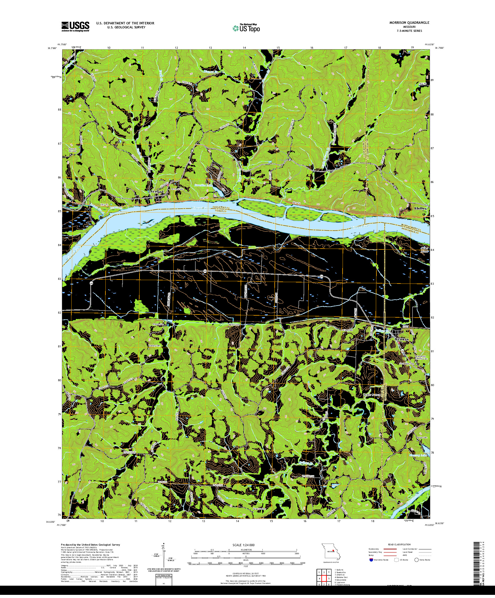 USGS US TOPO 7.5-MINUTE MAP FOR MORRISON, MO 2021