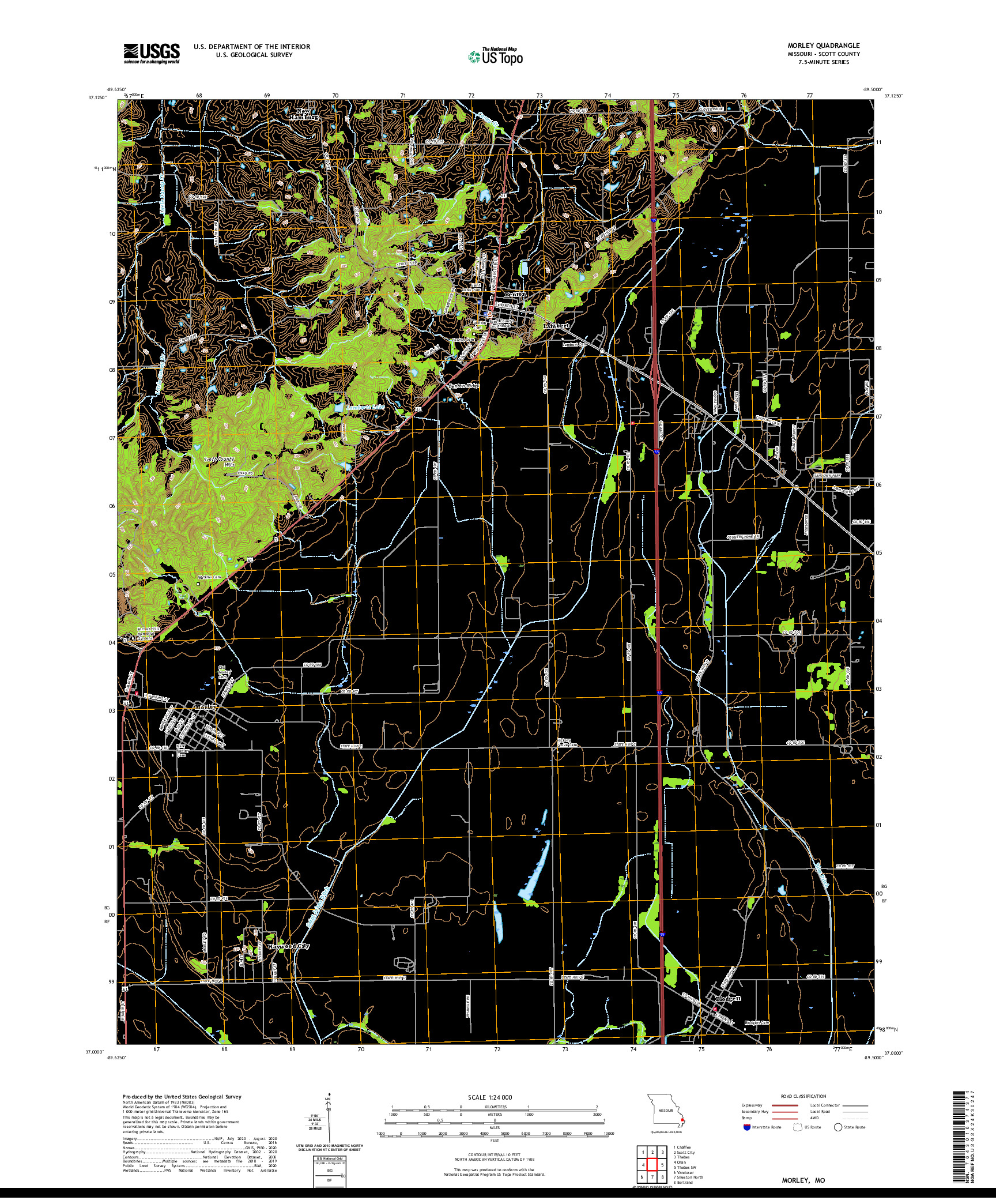 USGS US TOPO 7.5-MINUTE MAP FOR MORLEY, MO 2021