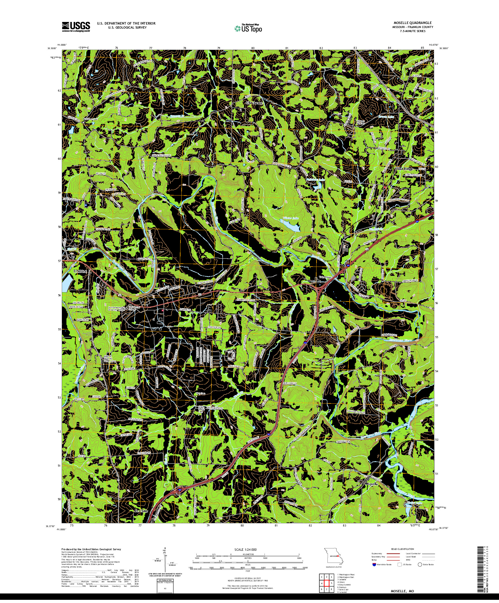 USGS US TOPO 7.5-MINUTE MAP FOR MOSELLE, MO 2021