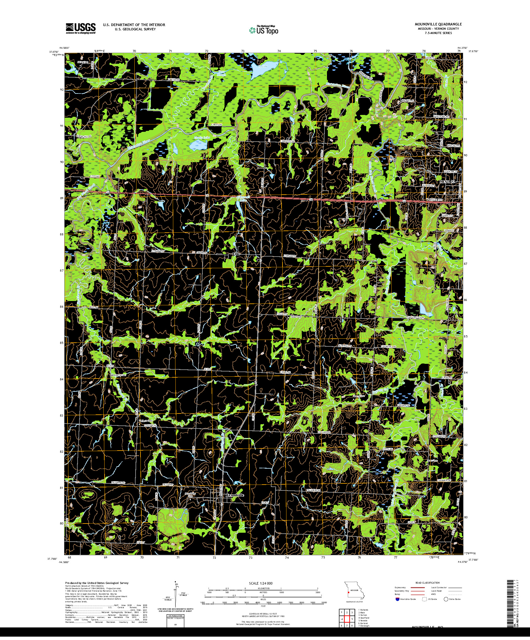 USGS US TOPO 7.5-MINUTE MAP FOR MOUNDVILLE, MO 2021