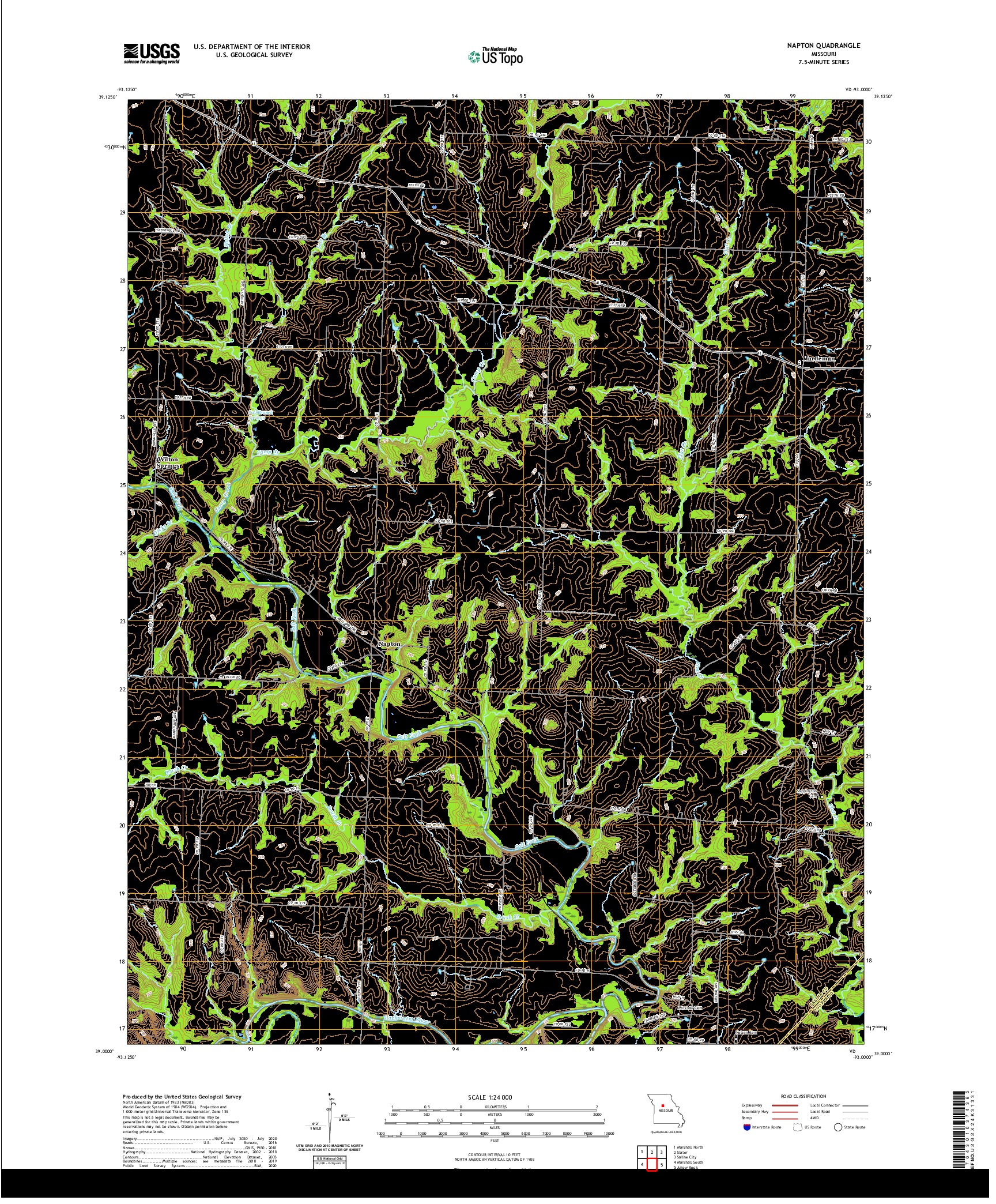 USGS US TOPO 7.5-MINUTE MAP FOR NAPTON, MO 2021