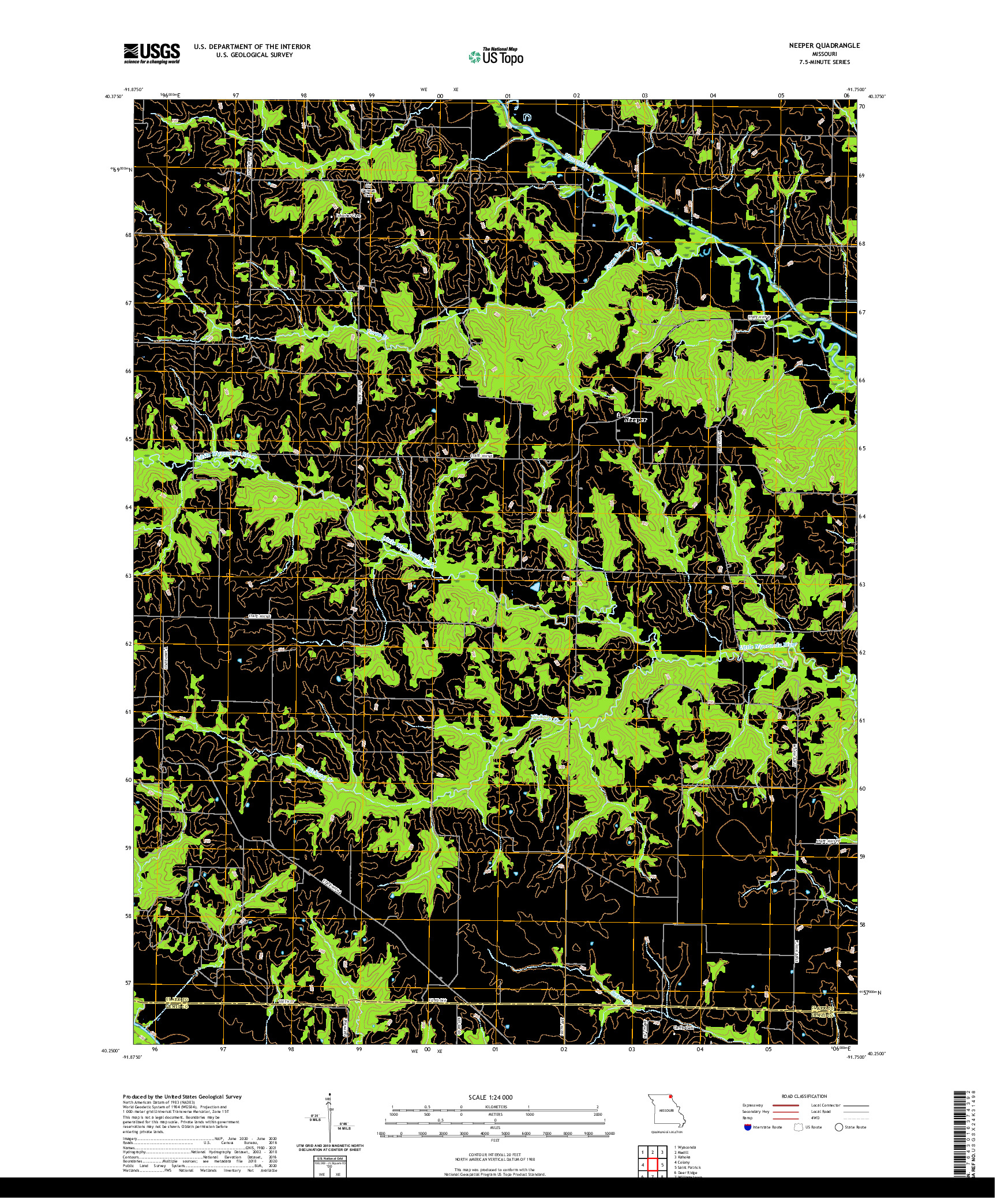 USGS US TOPO 7.5-MINUTE MAP FOR NEEPER, MO 2021