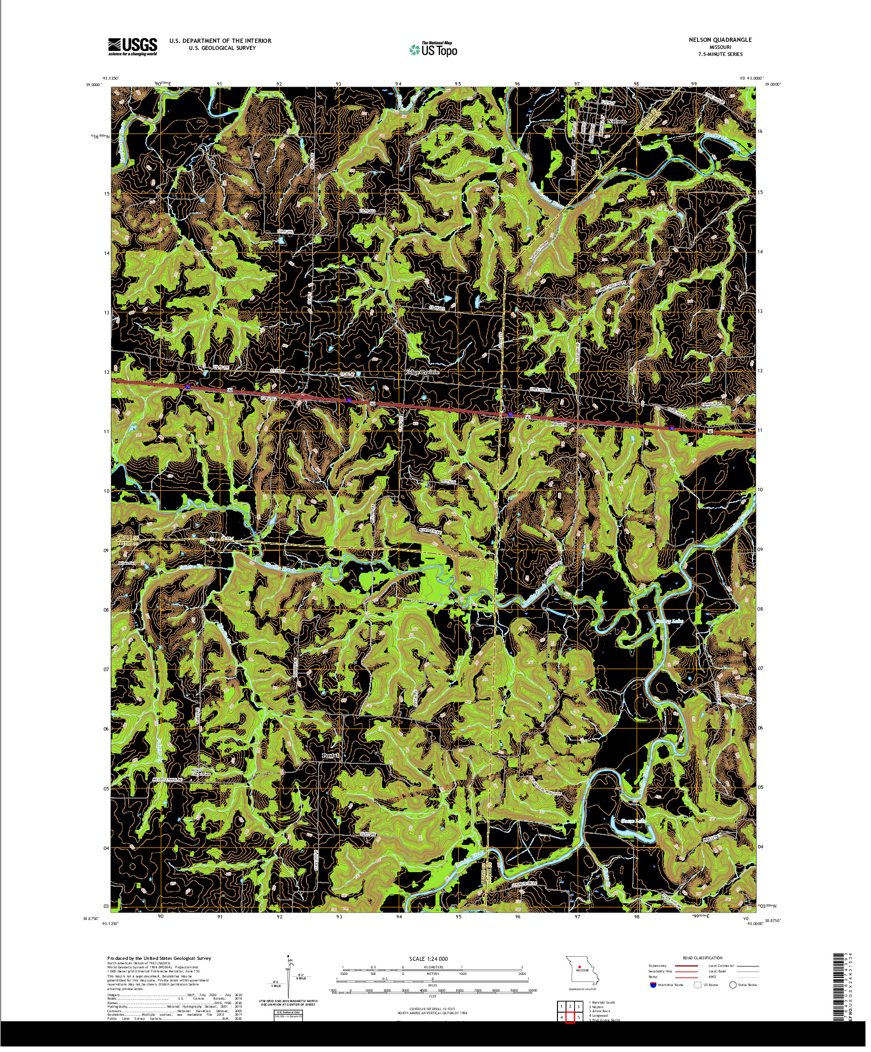 USGS US TOPO 7.5-MINUTE MAP FOR NELSON, MO 2021