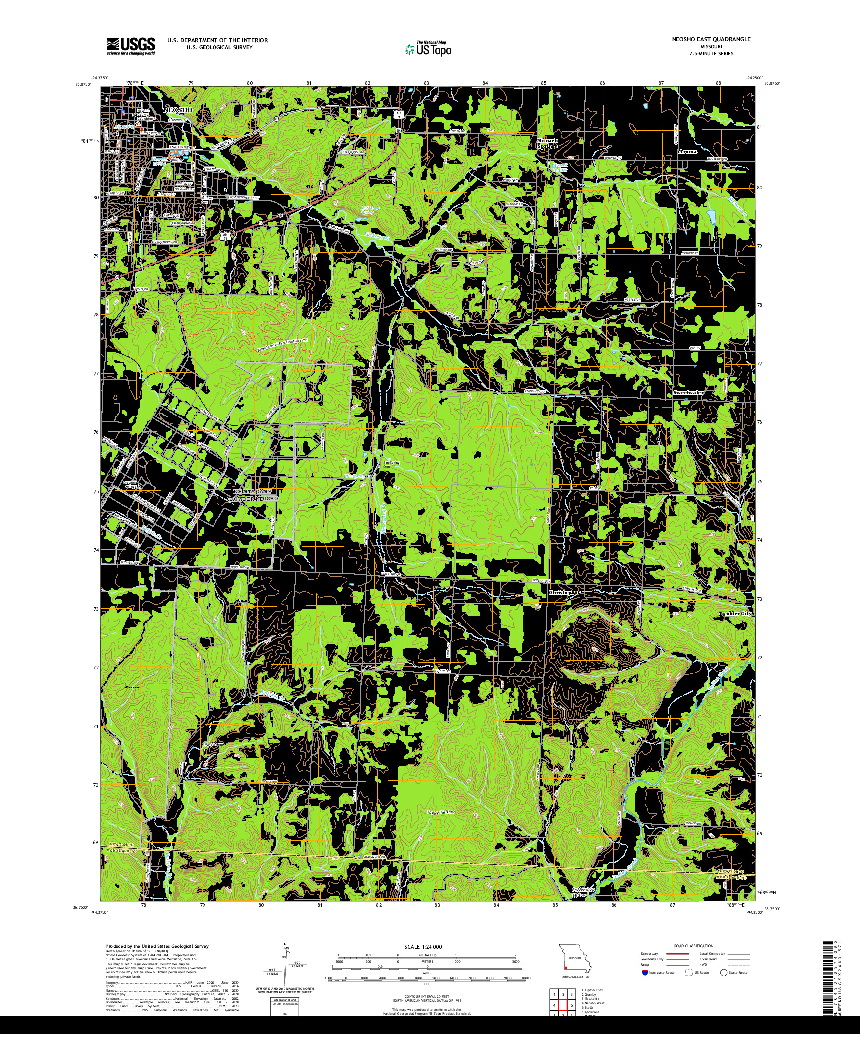 USGS US TOPO 7.5-MINUTE MAP FOR NEOSHO EAST, MO 2021