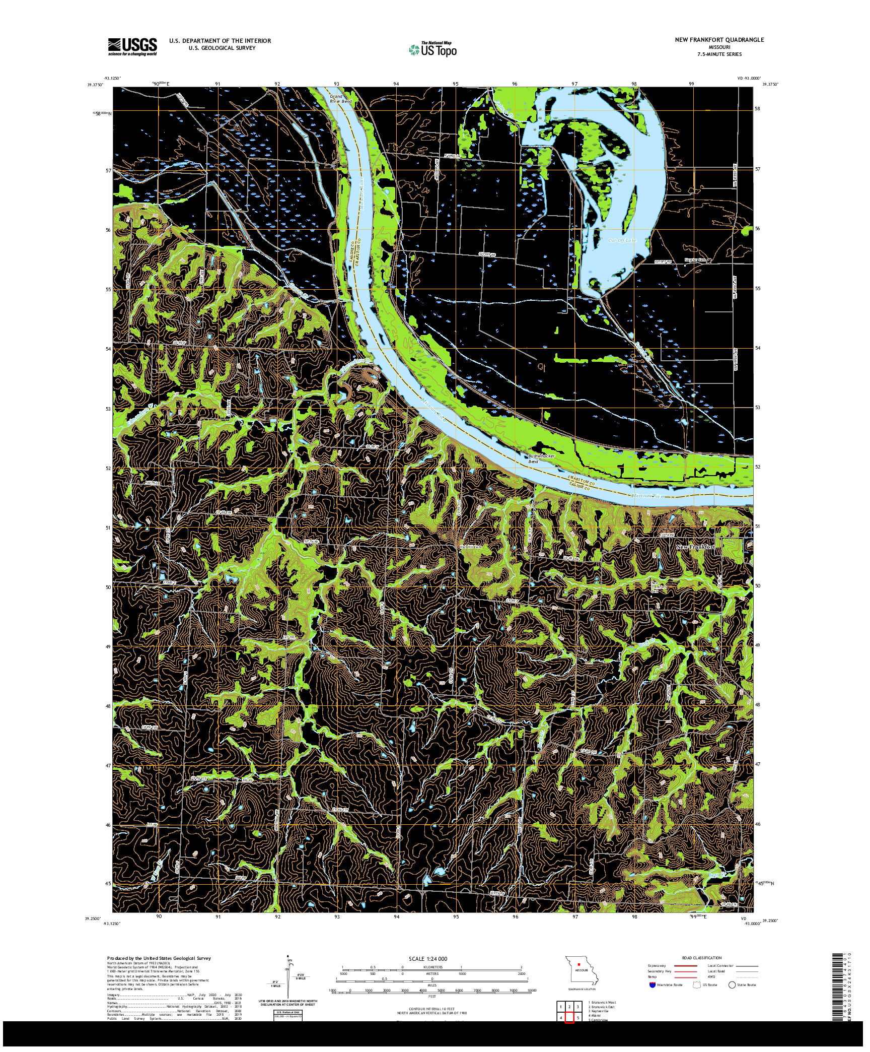 USGS US TOPO 7.5-MINUTE MAP FOR NEW FRANKFORT, MO 2021