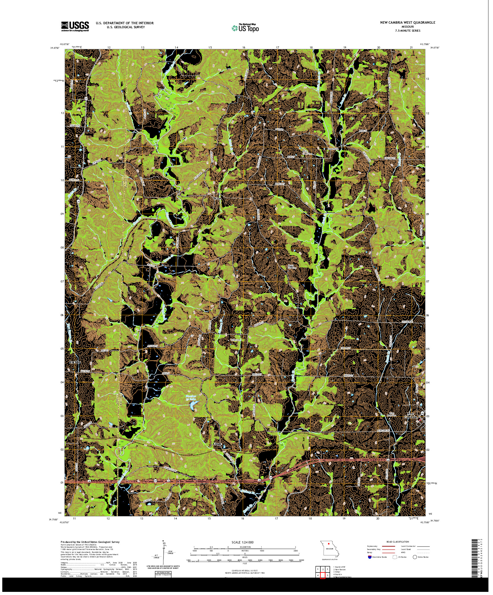 USGS US TOPO 7.5-MINUTE MAP FOR NEW CAMBRIA WEST, MO 2021