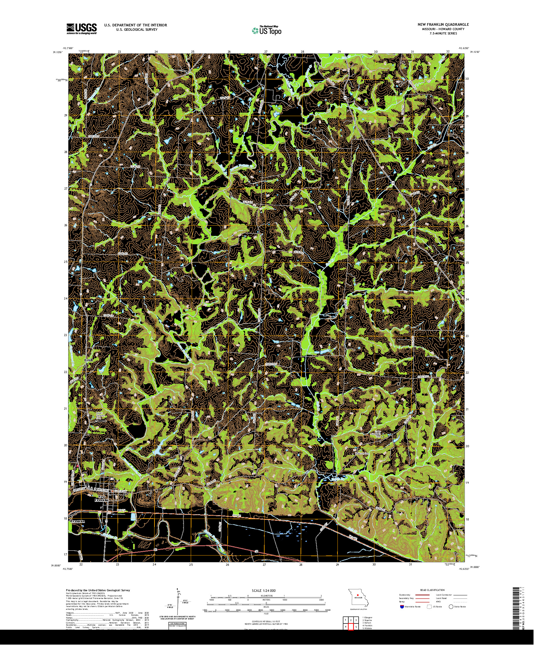 USGS US TOPO 7.5-MINUTE MAP FOR NEW FRANKLIN, MO 2021