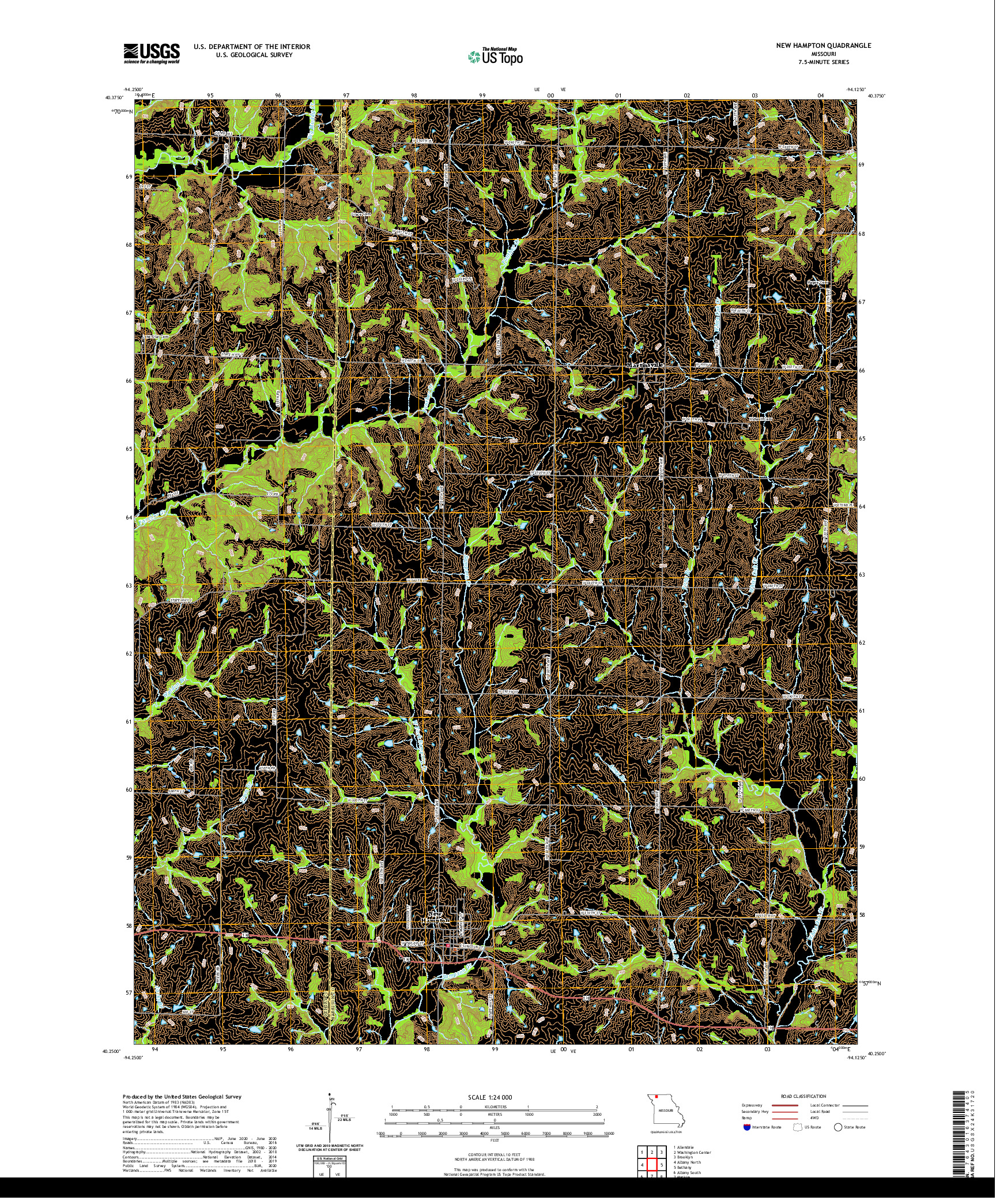 USGS US TOPO 7.5-MINUTE MAP FOR NEW HAMPTON, MO 2021