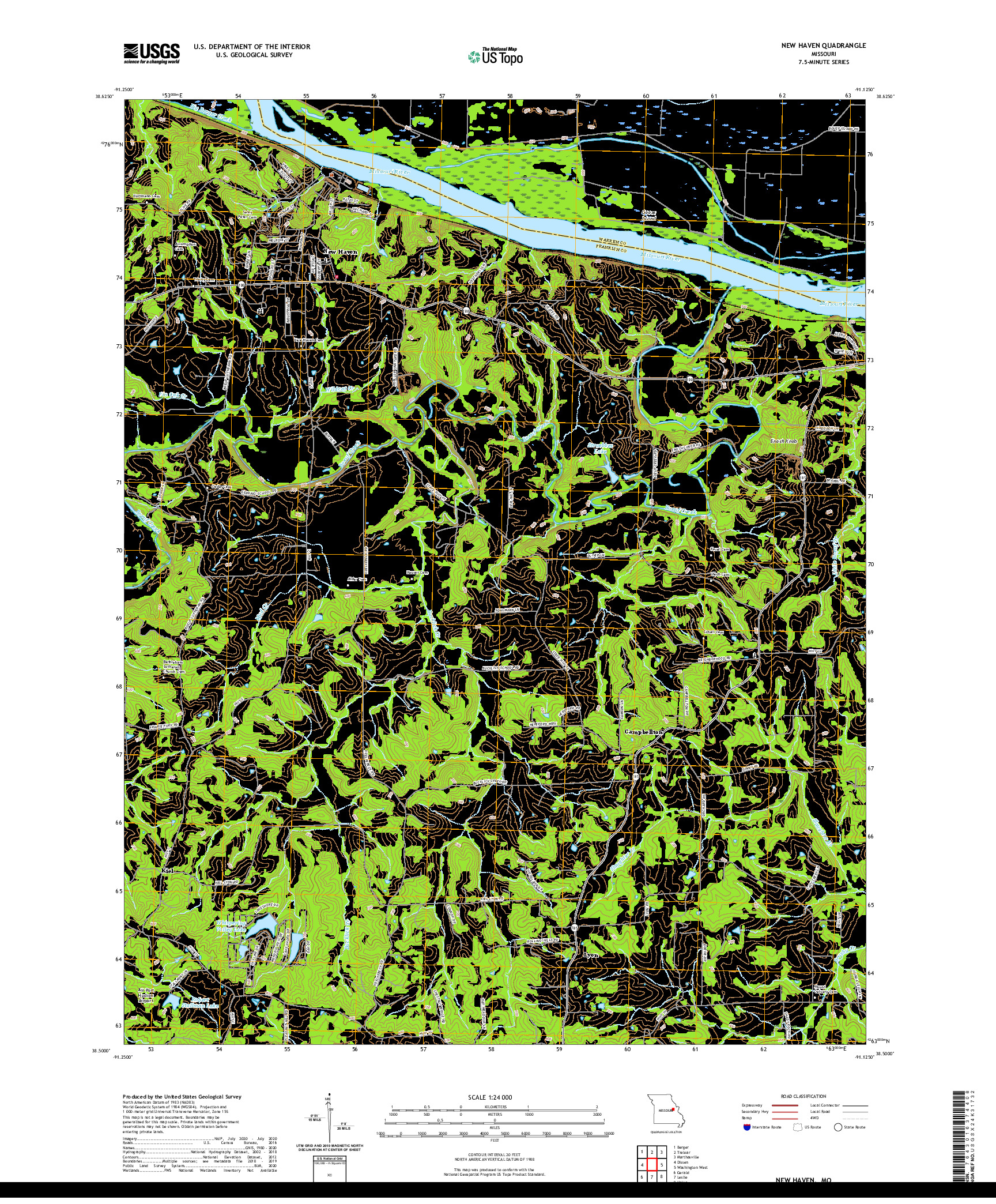 USGS US TOPO 7.5-MINUTE MAP FOR NEW HAVEN, MO 2021