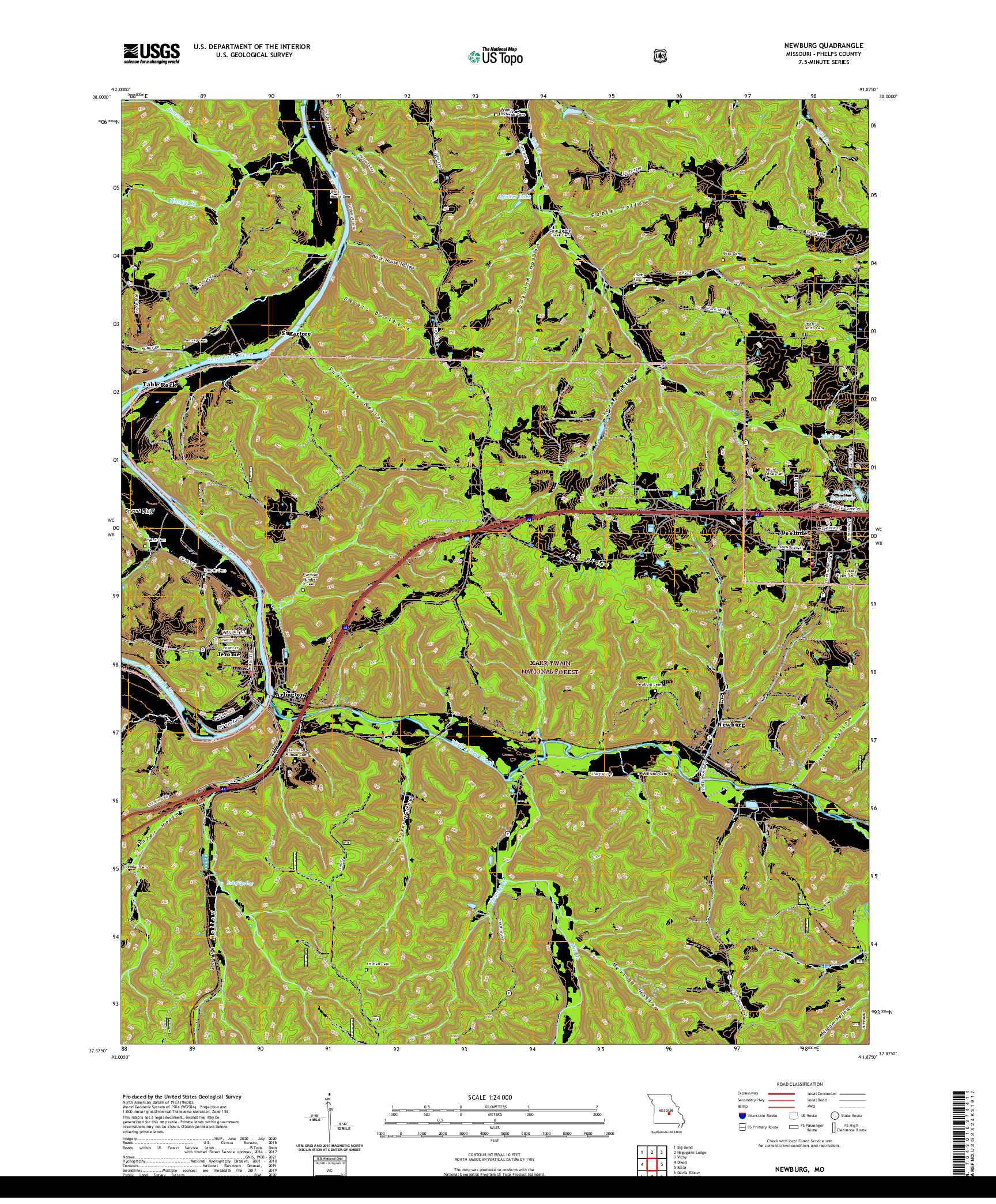 USGS US TOPO 7.5-MINUTE MAP FOR NEWBURG, MO 2021