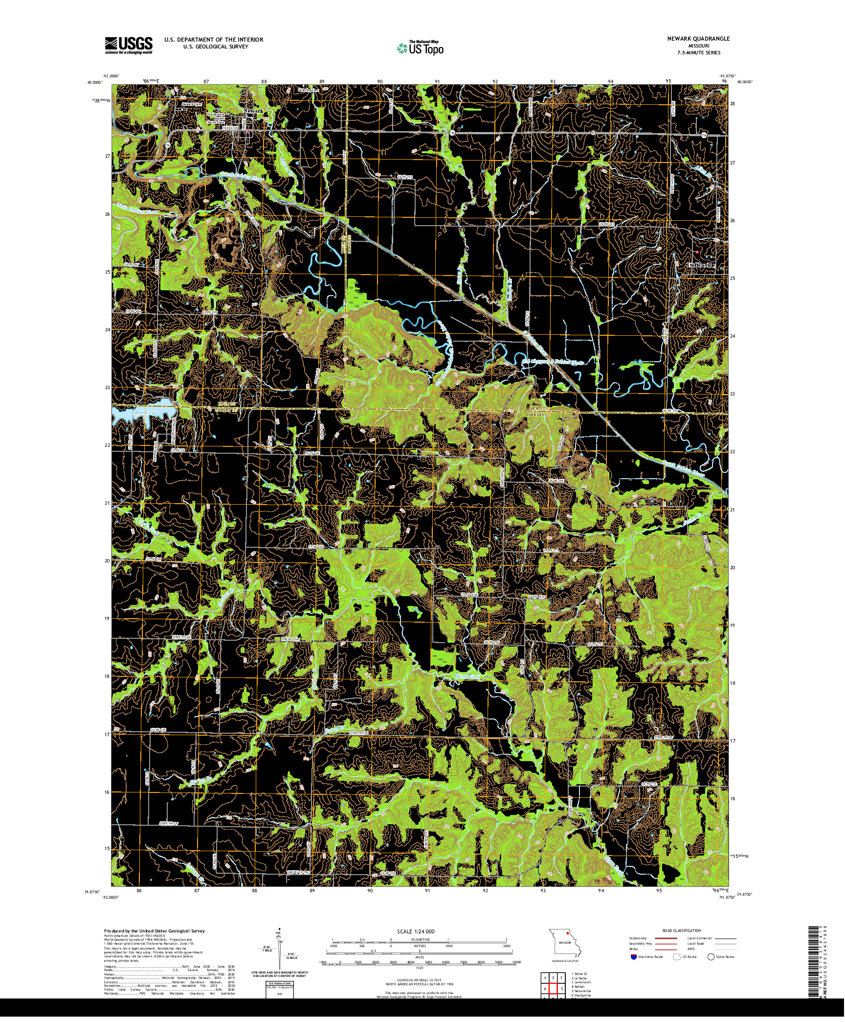 USGS US TOPO 7.5-MINUTE MAP FOR NEWARK, MO 2021