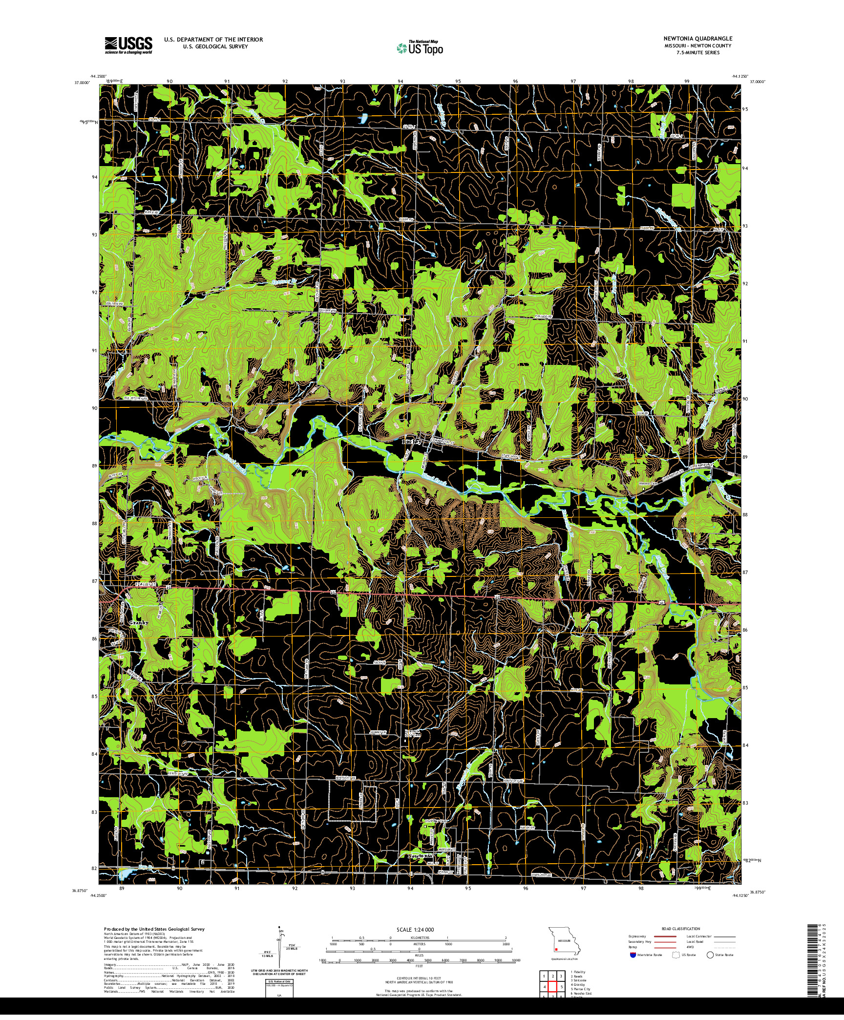 USGS US TOPO 7.5-MINUTE MAP FOR NEWTONIA, MO 2021