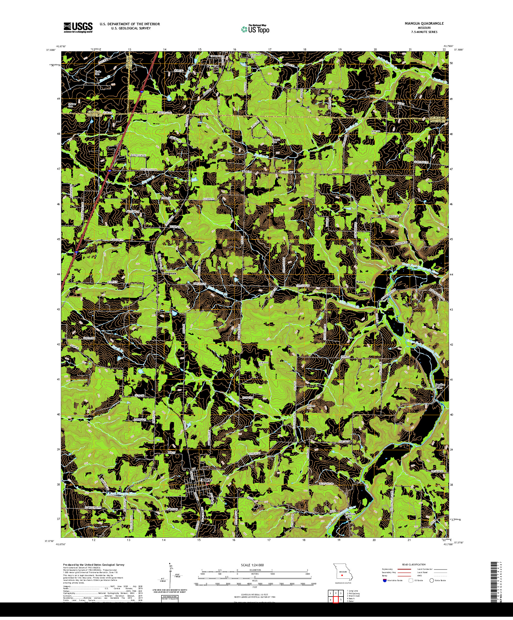 USGS US TOPO 7.5-MINUTE MAP FOR NIANGUA, MO 2021