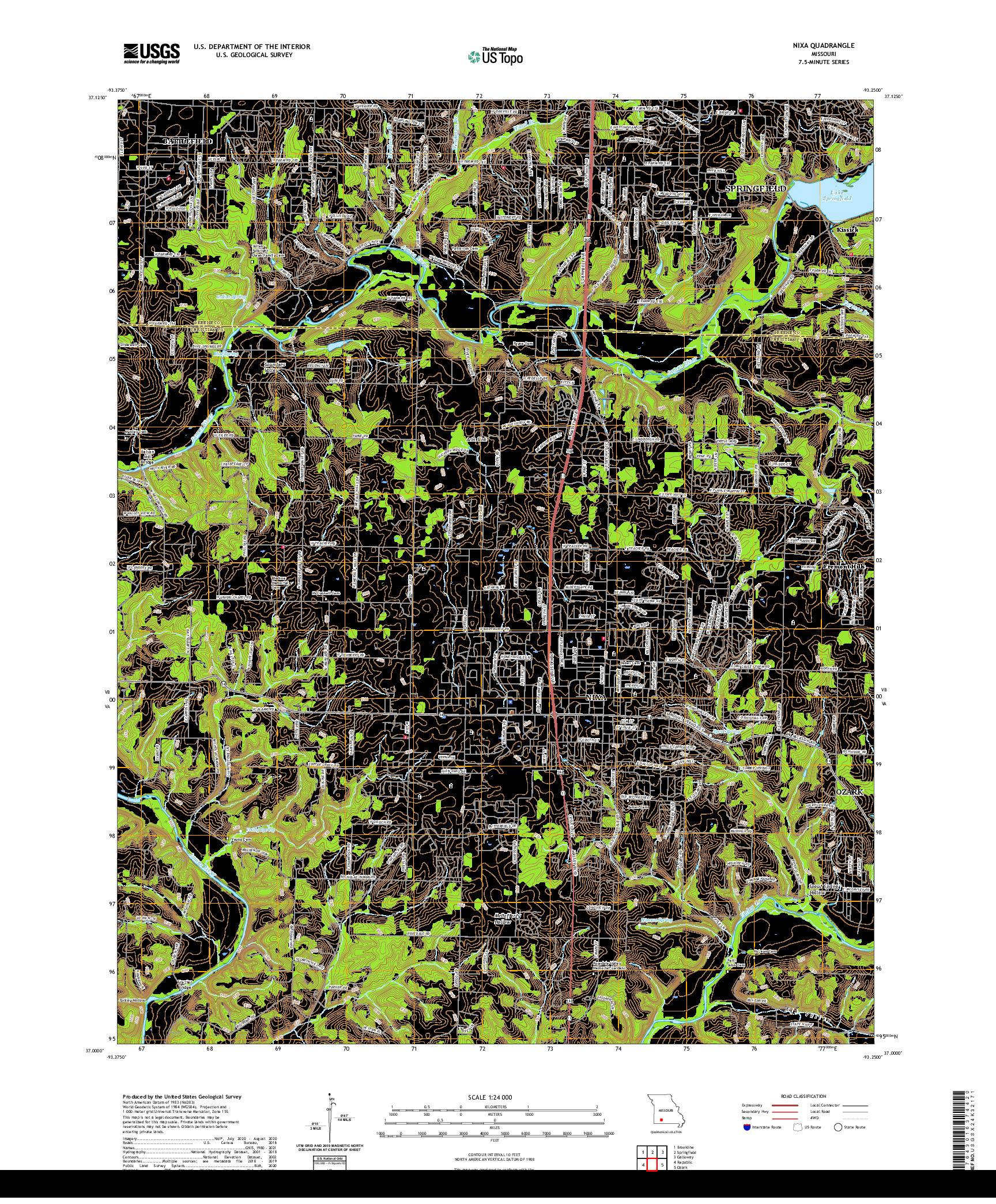 USGS US TOPO 7.5-MINUTE MAP FOR NIXA, MO 2021