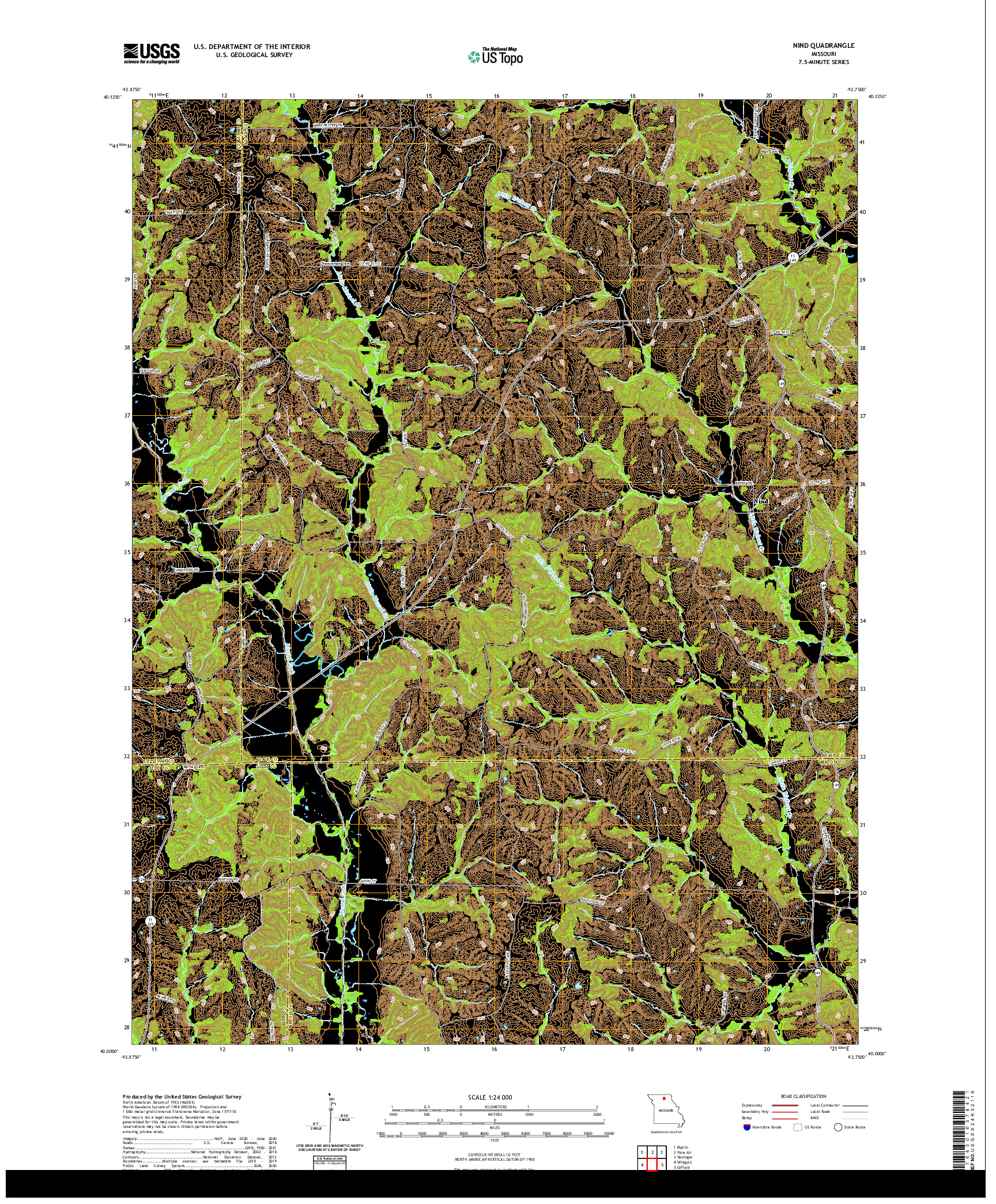 USGS US TOPO 7.5-MINUTE MAP FOR NIND, MO 2021