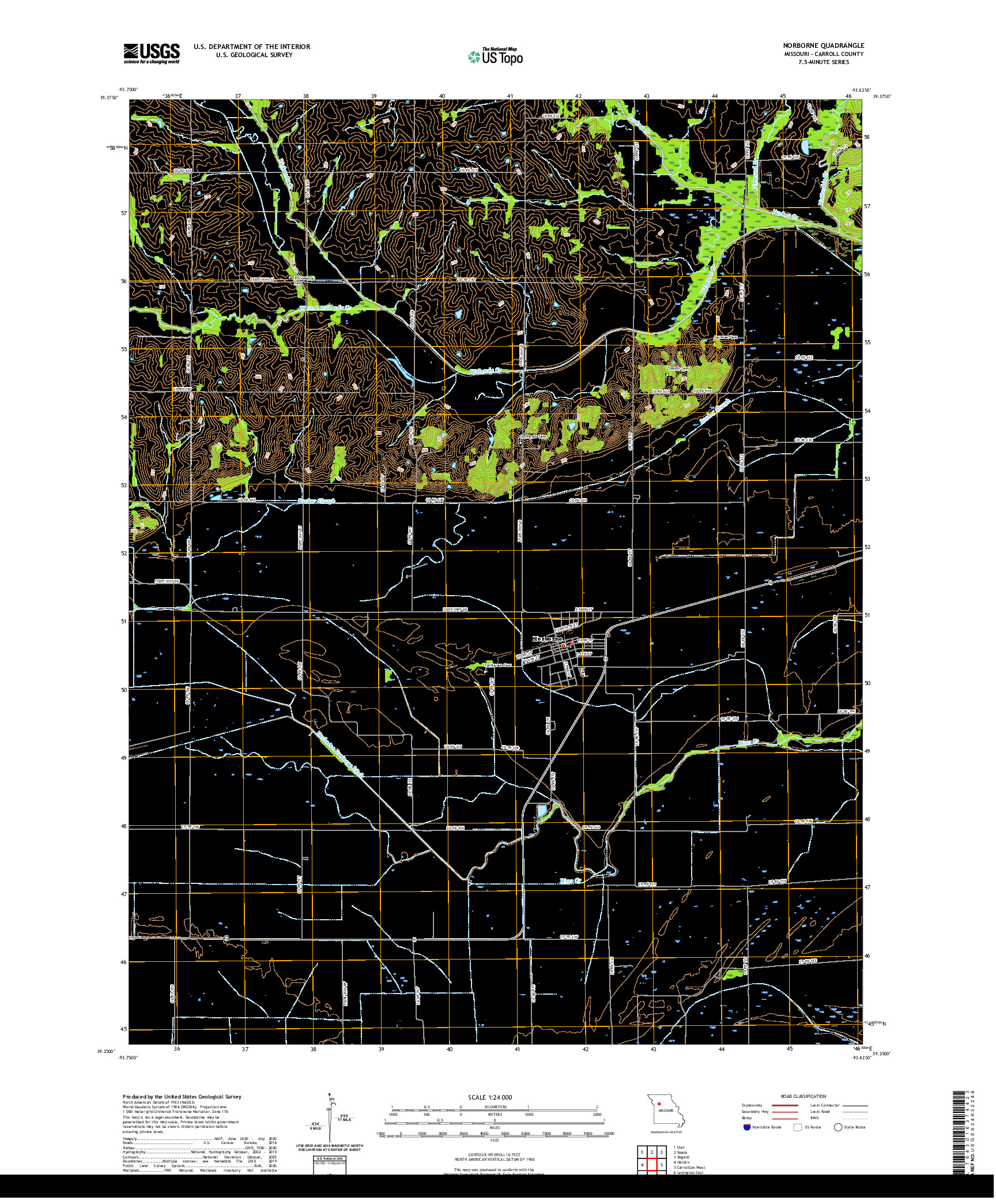 USGS US TOPO 7.5-MINUTE MAP FOR NORBORNE, MO 2021