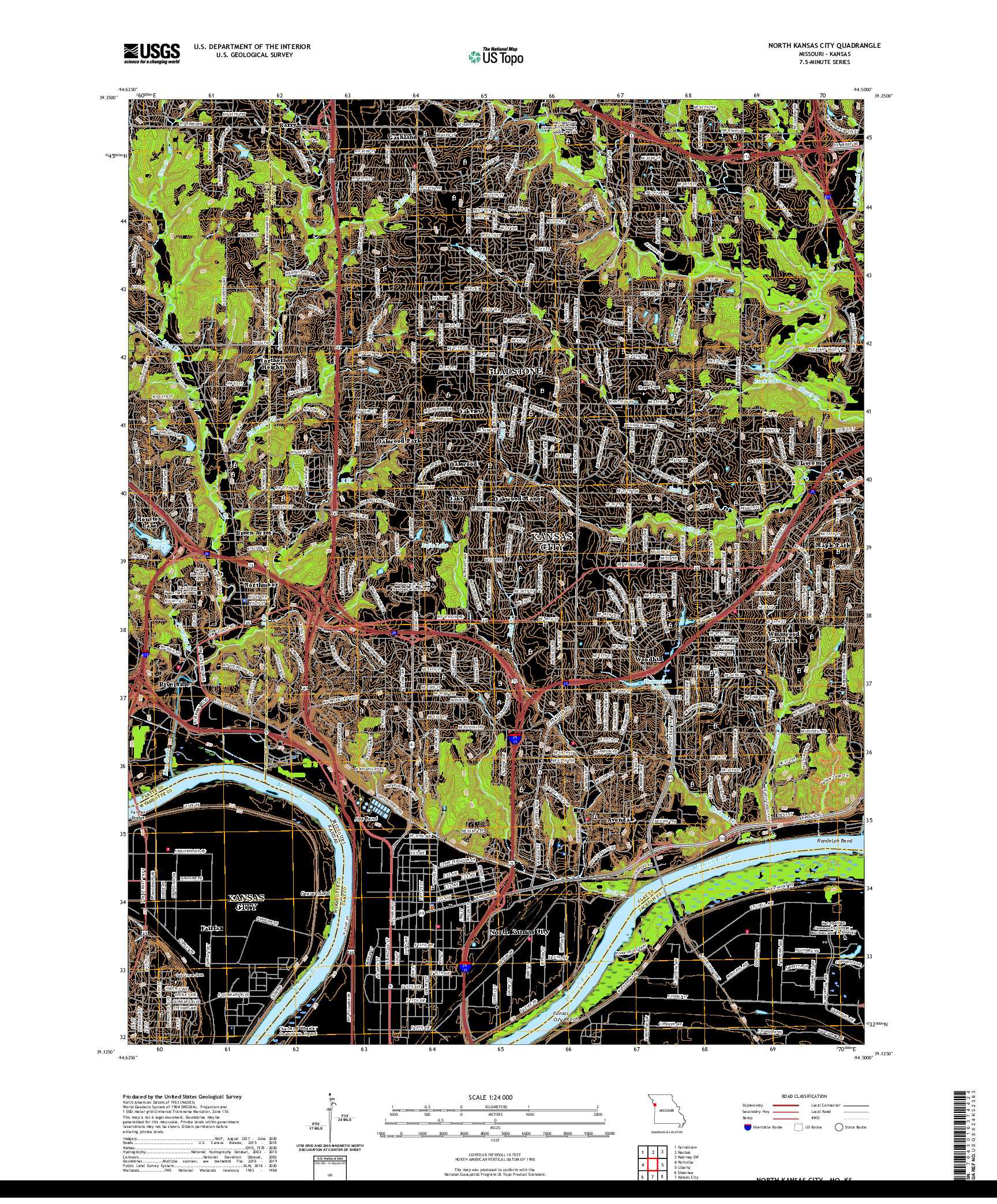 USGS US TOPO 7.5-MINUTE MAP FOR NORTH KANSAS CITY, MO,KS 2021